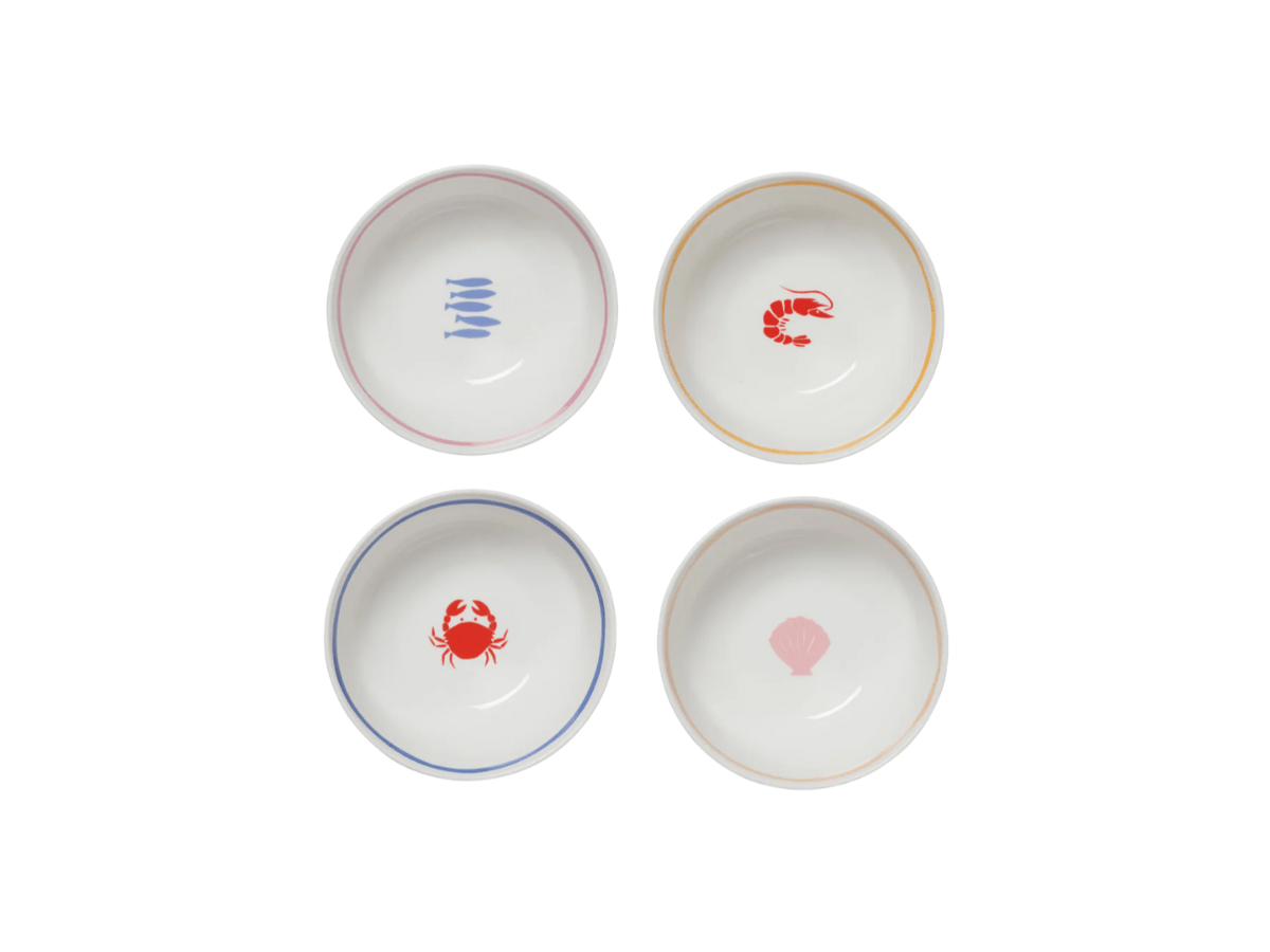 Premium Seafood Bowl Set - 4-Piece Porcelain Serving Bowls for Sushi, Poke, Salad & Noodles | Dishwasher & Microwave Safe | Perfect for Home Dining & Party Entertaining