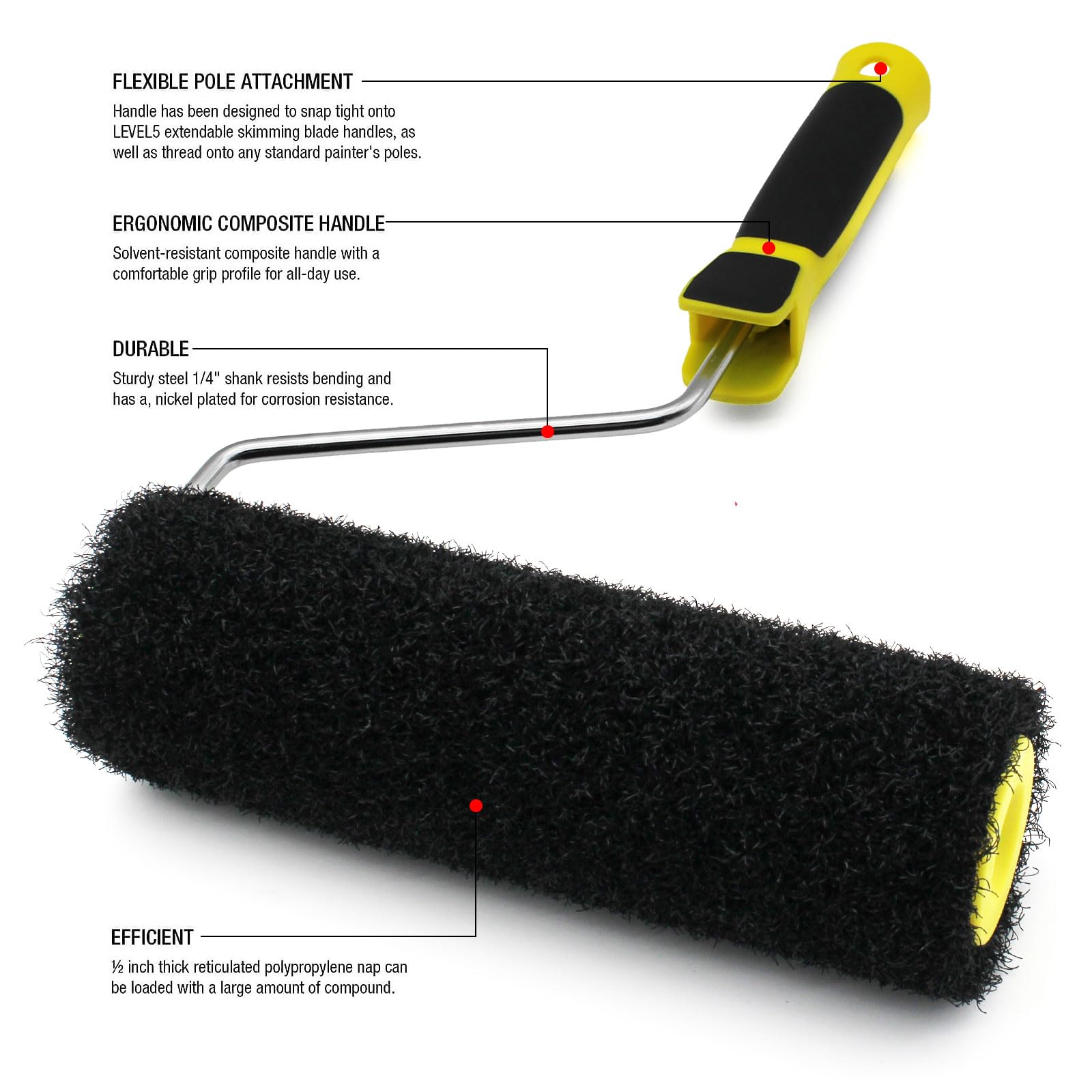 9 Inch Drywall Compound Roller - Professional Texture Roller Brush for Walls & Ceilings - Perfect for DIY Home Renovation and Professional Drywall Repair Projects