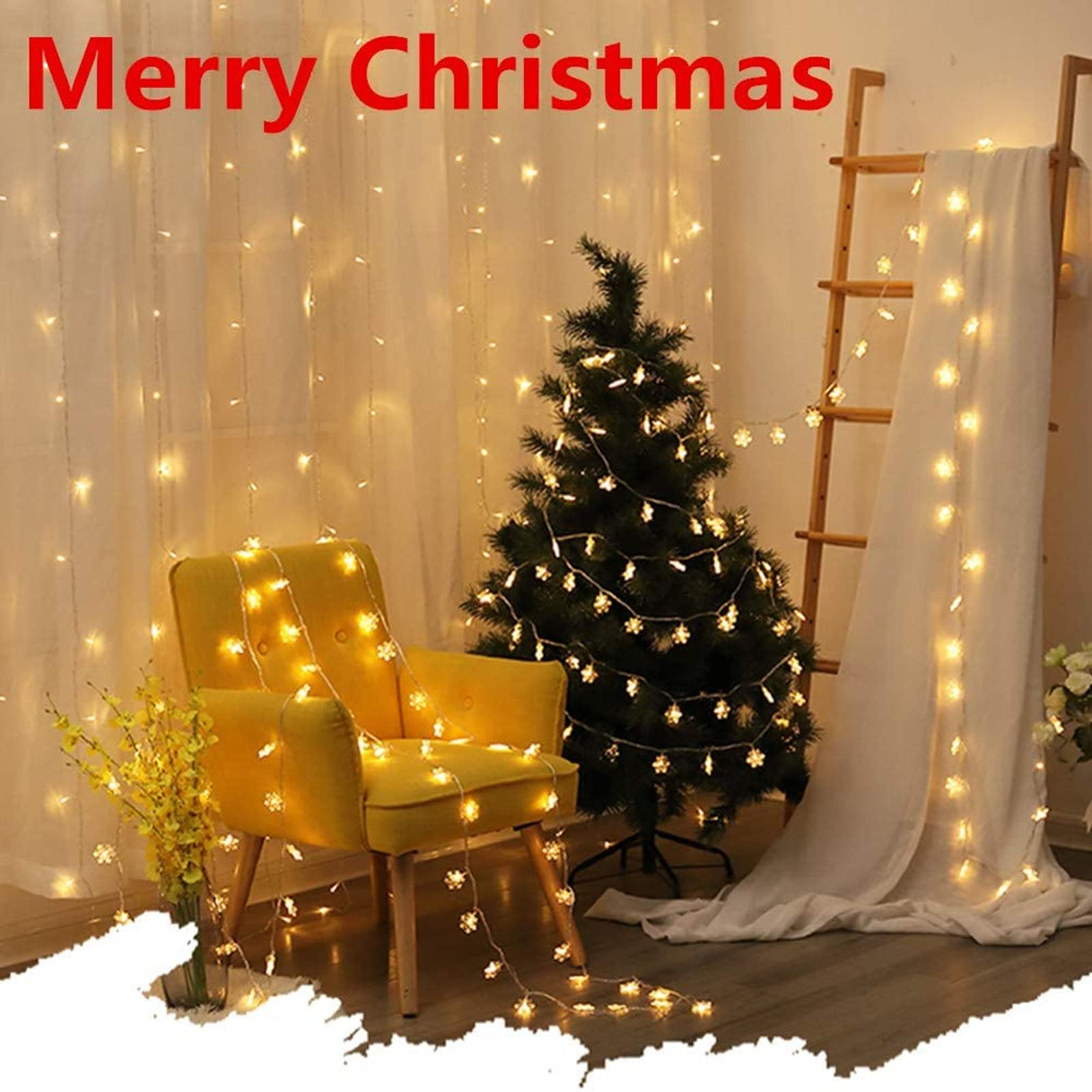 Christmas Snowflake String Lights - 19.6 ft 40 LED Battery Operated Waterproof Fairy Lights for Xmas Tree, Garden, Patio, Bedroom & Party Decorations | Indoor Outdoor Holiday Decor