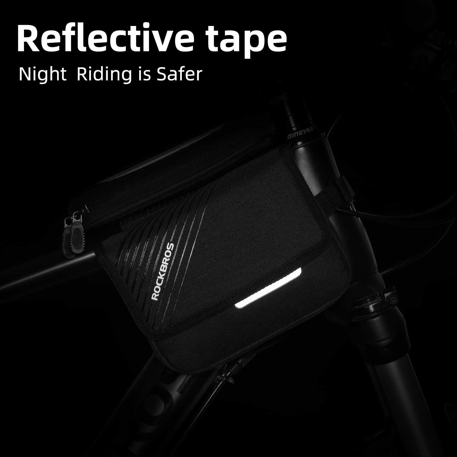 ROCKBROS Waterproof Bike Frame Bag - Large Capacity Top Tube Bicycle Storage Bag with Touchscreen Phone Holder for iPhone X/11/12/13/14 (Under 6.4