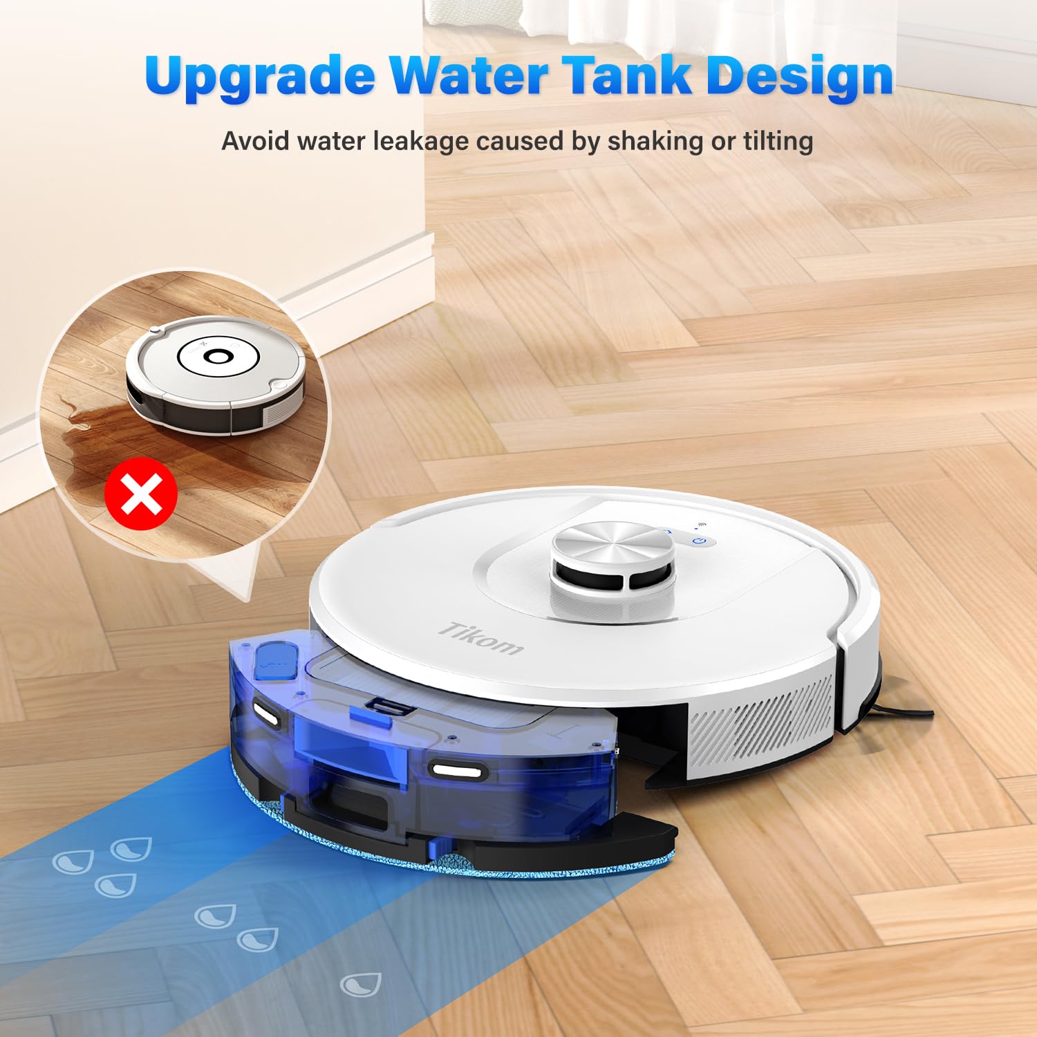 Tikom L8000 Robot Vacuum and Mop with Laser LiDAR Navigation - 150Mins Runtime, Ultra-Quiet 45dB, 14 No-Go Zones & 20 Virtual Walls - Self-Charging for Pet Hair, Carpets & Hard Floors (White) - Perfect for Large Homes with Pets & Multi-Surface Cleaning