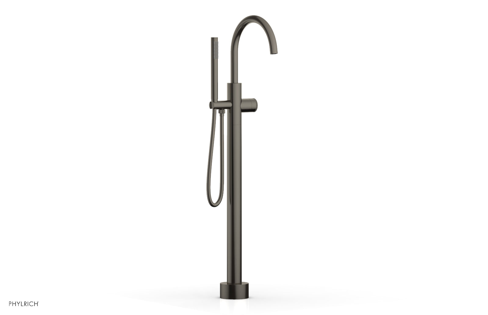 BASIC II Tall Floor Mount Tub Filler with Knurled Handle & Hand Shower - Model 230 44 01 - Perfect for Modern Bathroom Renovations and Spa-Like Showers