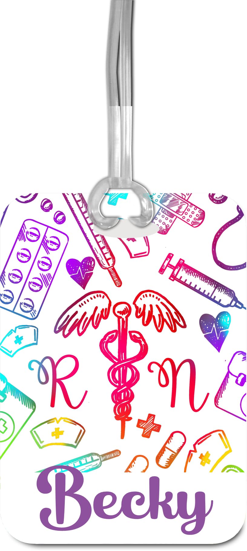 Personalized Nurse Luggage Tag for Women - Custom RN Bag Tag ID Badge - Great Gift for Nursing Students & Nurses - Perfect for Christmas Stocking Stuffers, Travel & Hospital Use
