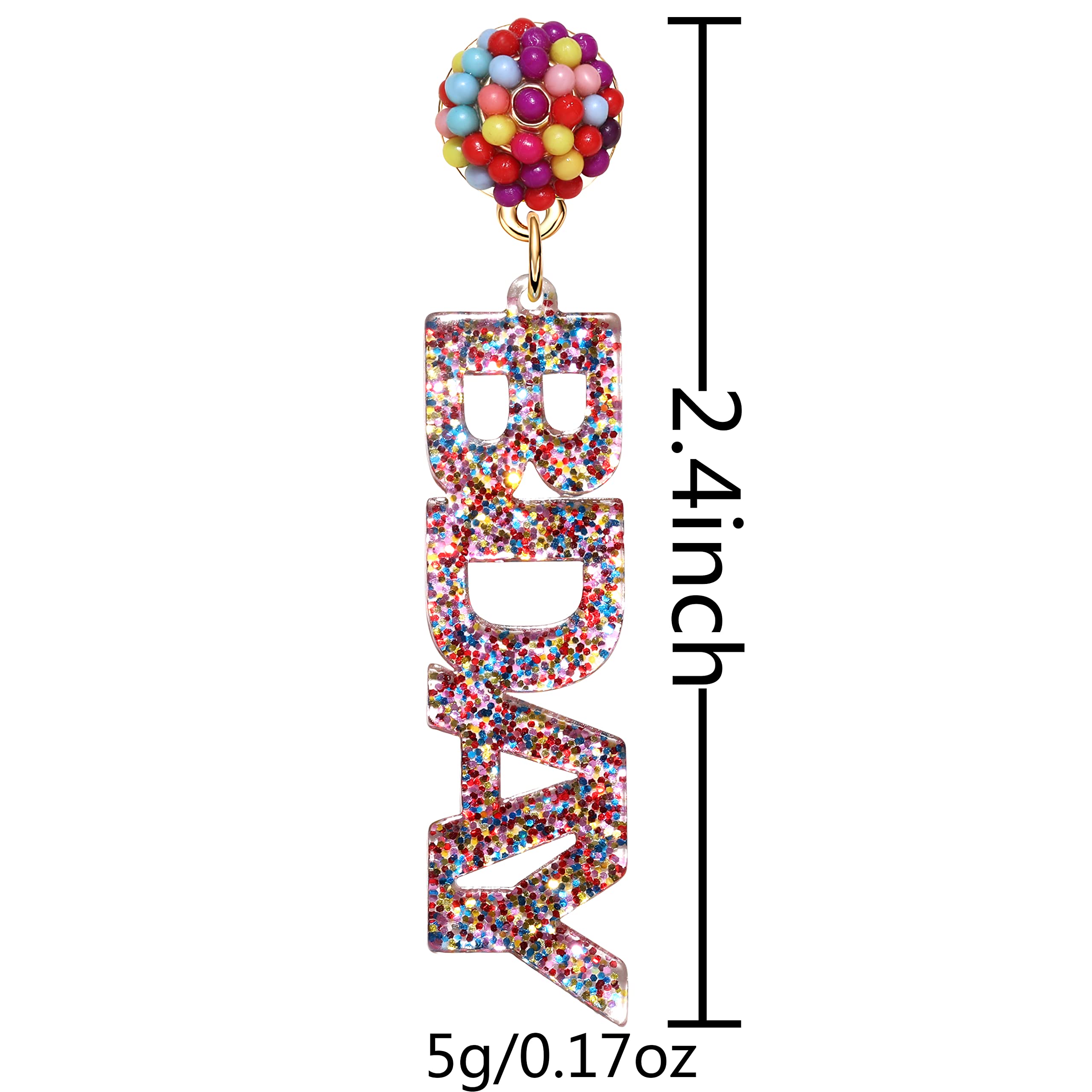Birthday Earrings for Women - Beaded Glitter BDAY Letter Dangle Earrings | Acrylic Happy Birthday Jewelry | Party Gifts for Her | Perfect for Birthday Celebrations, Holiday Parties & Special Occasions
