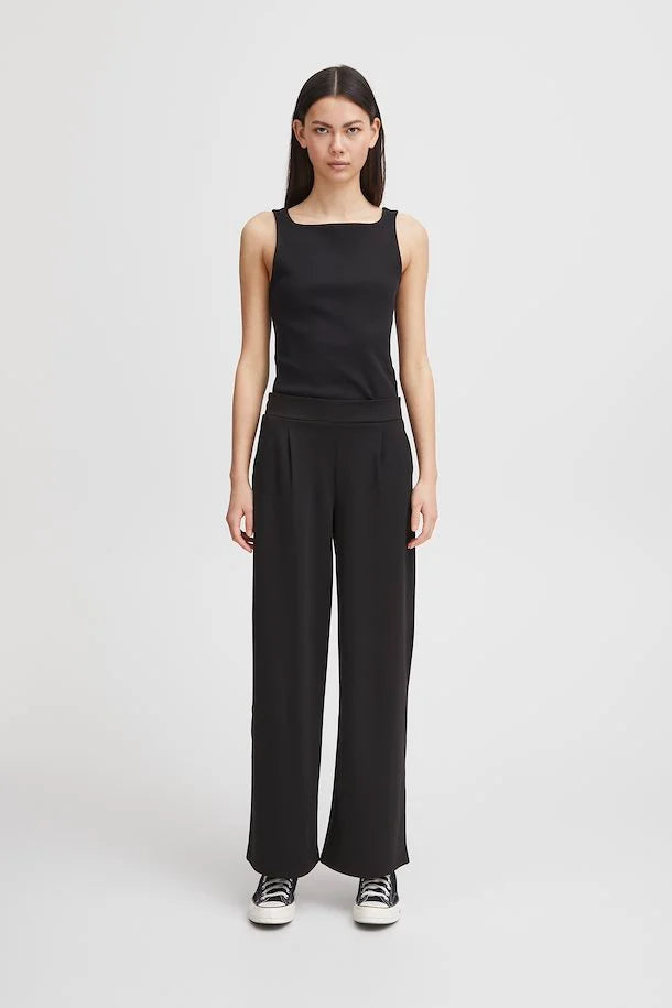 Kate Women's Wide Leg Trousers - High Waisted Flowy Pants for Work & Casual Wear - Black (Office, Travel, Everyday Outfits)