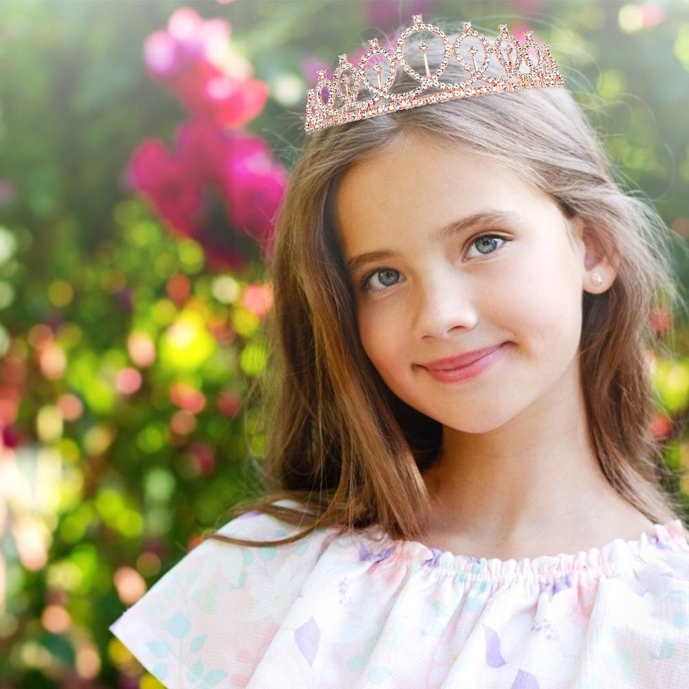 Rose Gold Rhinestone Birthday Tiara & Sash Set for Women & Girls - Sparkling Birthday Crown, Party Princess Accessories for Birthday Celebrations, Bridal Showers & Special Occasions