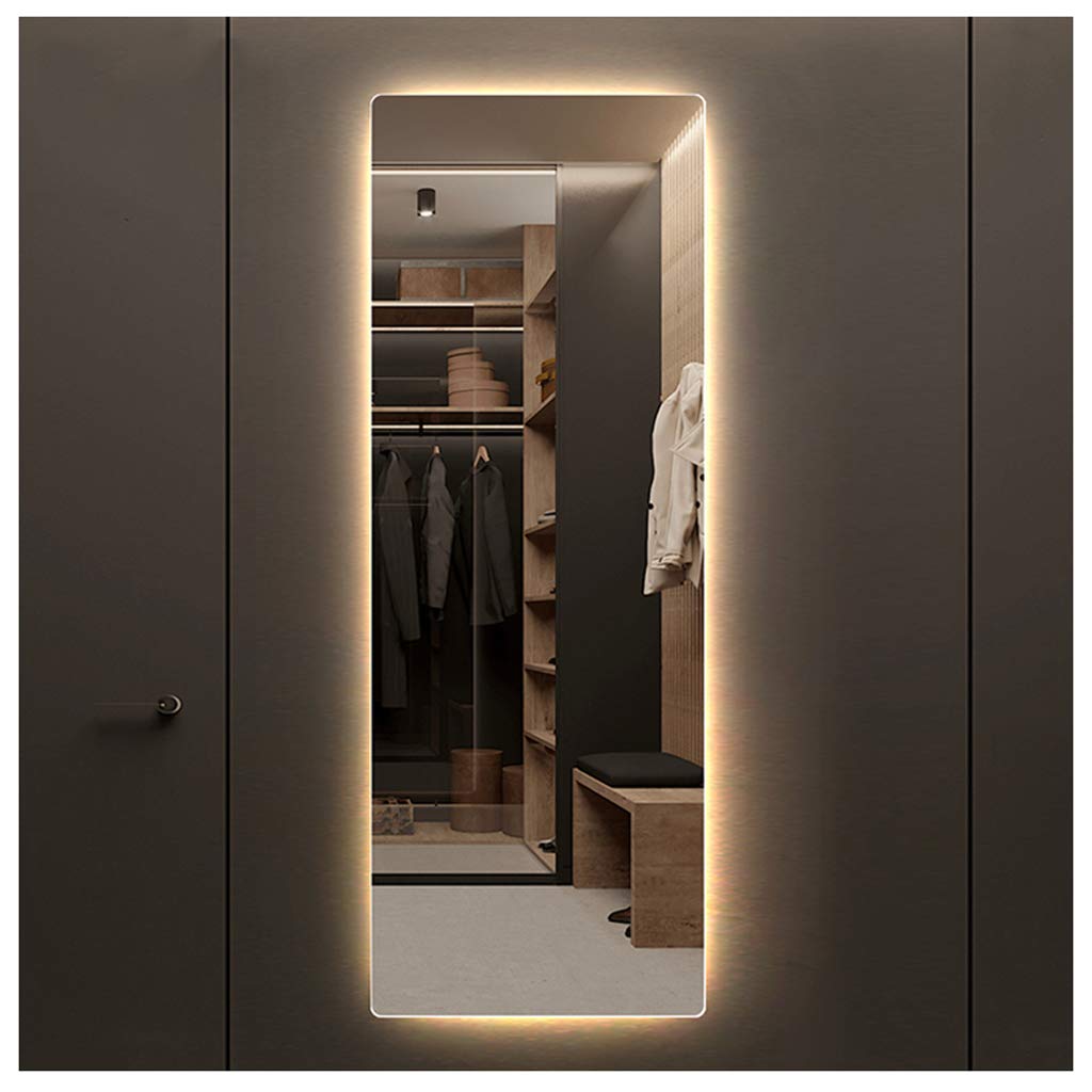 Smart Frameless Full-Length LED Mirror with Round Corners - Backlit Vanity Mirror with Adjustable Lighting for Bedroom, Living Room & Entryway - Modern Floor Standing Decorative Mirror for Makeup, Dressing & Home Decor