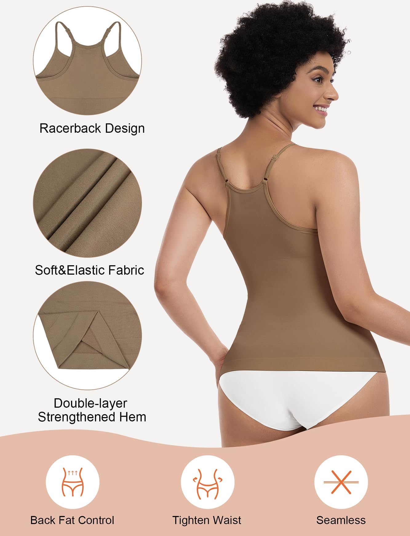 EUYZOU Women's Tummy Control Shapewear Tank Top - Seamless Racerback Compression Camisole for Slimming & Body Shaping | Perfect for Everyday Wear, Workout & Layering