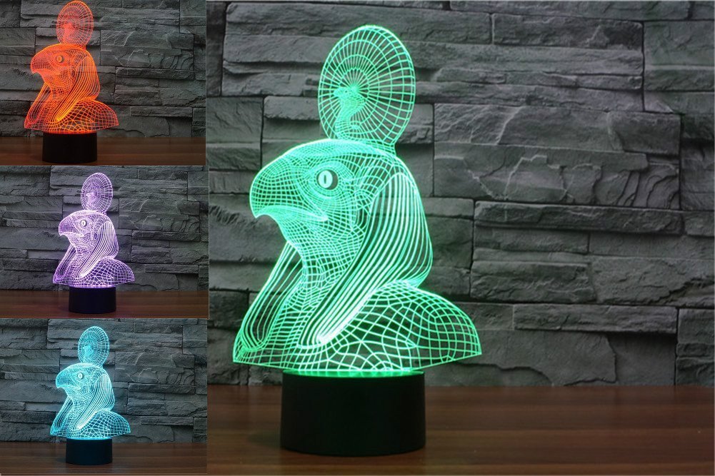 3D Ancient Egyptian Pharaoh Night Light - 7 Color Changing LED Table Lamp for Kids Room, Desk Decor, Optical Illusion Gift for Christmas, Birthday & Home Decoration (Animal Design)
