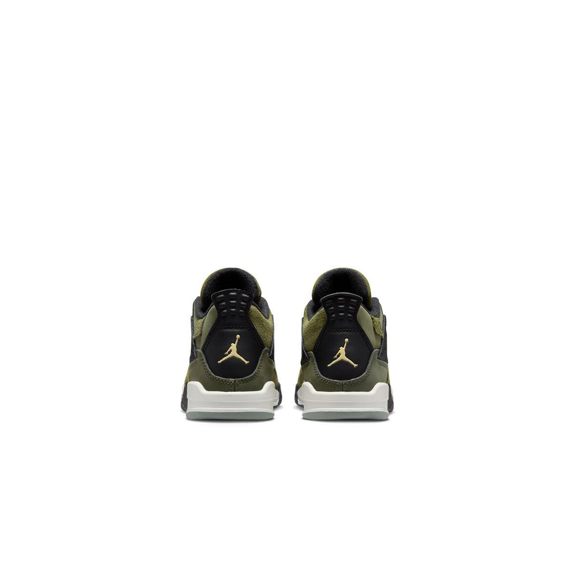 Air Jordan 4 Retro SE Craft 'Medium Olive' Kids Basketball Shoes - Lightweight Sneakers for Boys & Girls - Perfect for School, Sports & Casual Wear