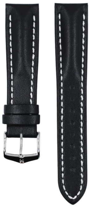 Hirsch 22mm Heavy Calf Leather Watch Strap in Black - Premium Replacement Band for Men's Watches | Perfect for Dress Watches, Business Attire & Formal Occasions