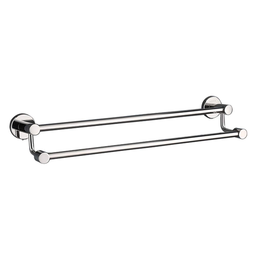 304 Stainless Steel Double Towel Rack - Heavy Duty Bathroom & Kitchen Hanging Rod (30-80cm) - Mirror Polished for Shower, Spa, Laundry Room Organization
