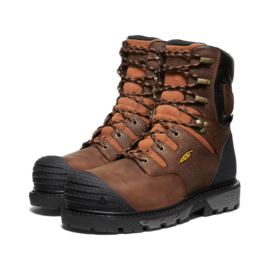 **Men's Camden 8 Waterproof Work Boot with Carbon Toe - Leather Brown/Black - Durable & Comfortable for Construction, Hiking & Outdoor Work**