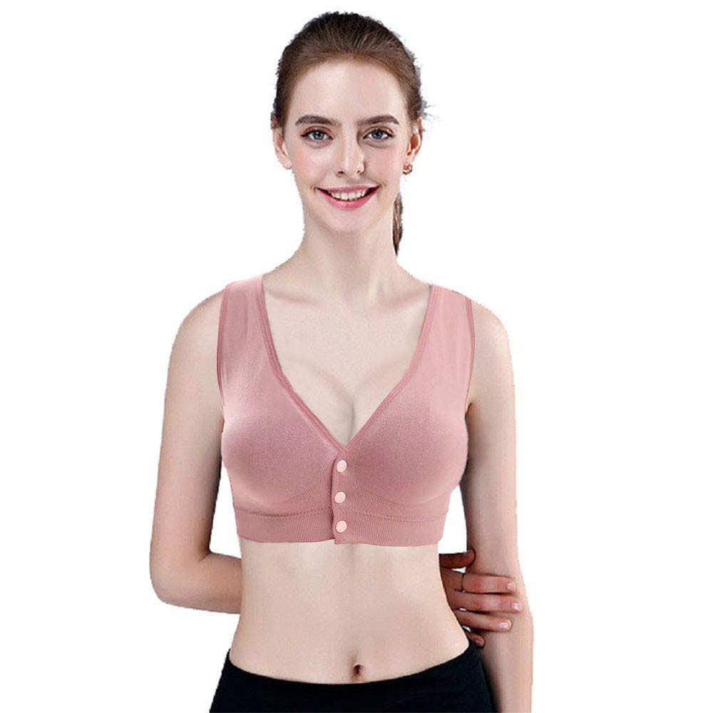 3 Pack Women's Front Close Smooth Back Sports Bras - Seamless Light Support Sleep Underwear for Yoga, Gym & Lounge - Easy On/Off Comfort Bras for Active Women