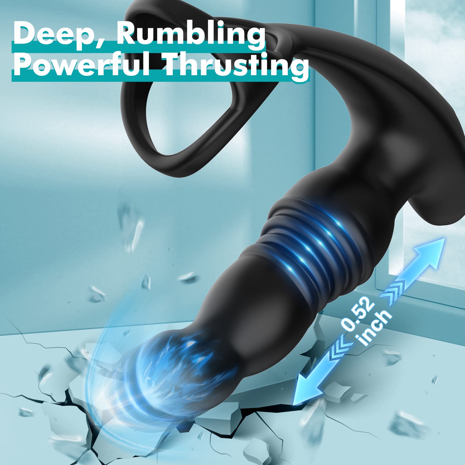 Remote Control Cock Ring & Prostate Massager - 7 Vibration Modes for Couples Play - Black