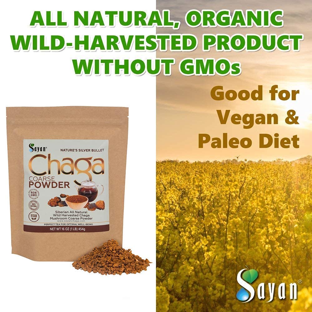 Organic Chaga Mushroom Supplements - 1lb Raw Chaga Powder, 90 Capsules & 20 Tea Bags | Immune Support, Antioxidant Boost | Perfect for Morning Tea, Wellness Routines & Natural Energy