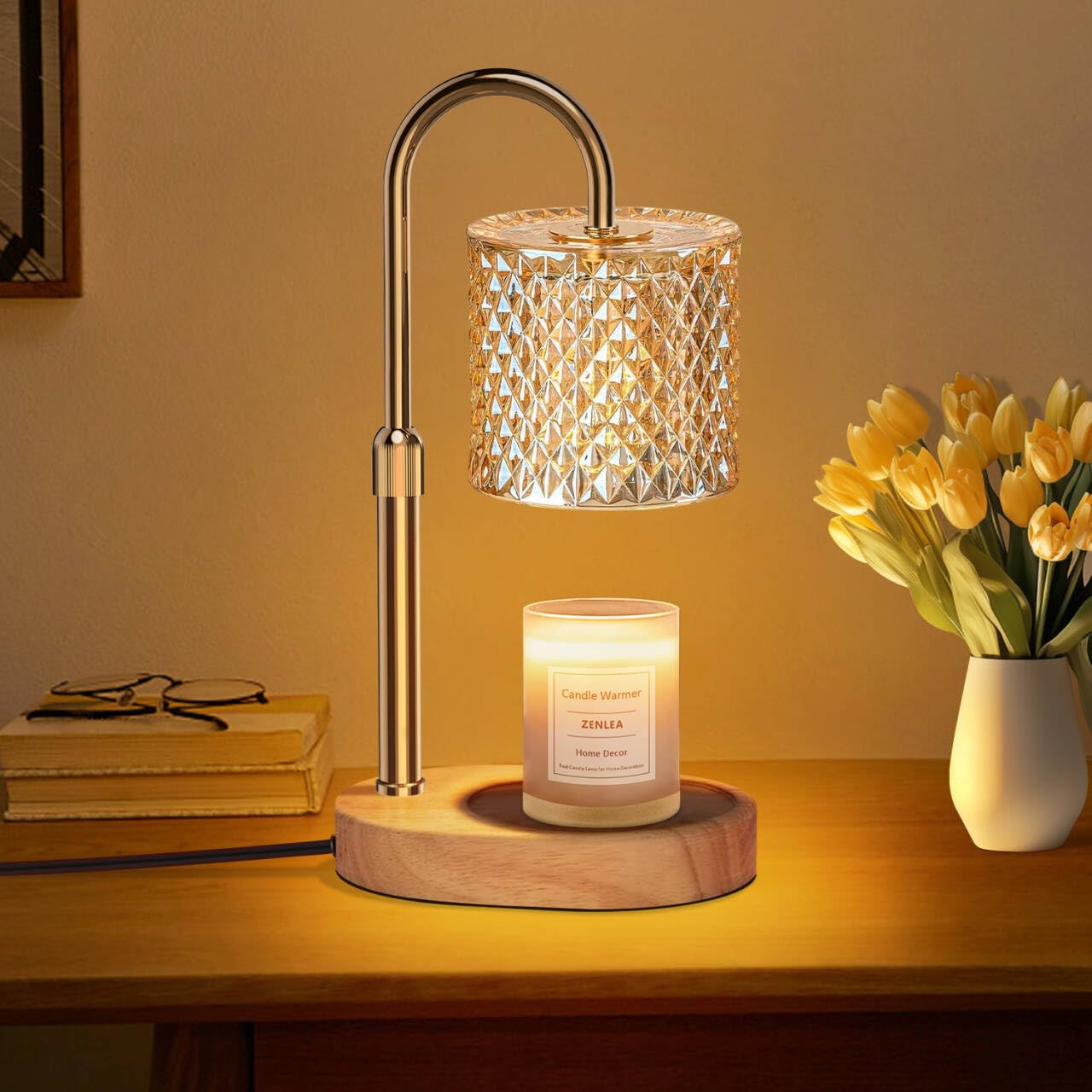 Candle Warmer Lamp with Timer & Dimmer - Adjustable Height Wax Melt Warmer for Scented Candles - Includes 2 Bulbs - Perfect for Home Decor, Bedroom, Office & Relaxation Spaces
