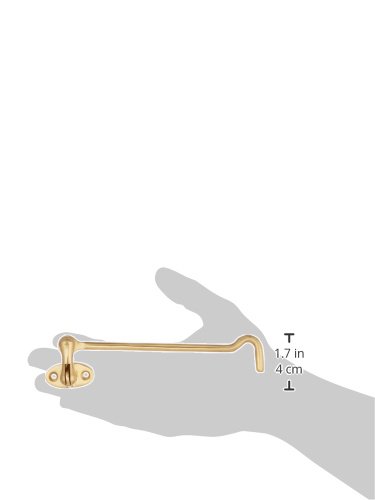 Deltana CHB6CR003 6-Inch British Style Cabin Hooks - Heavy Duty Brass Cabinet Door Hook for Kitchen, Bathroom & Wardrobe Organization