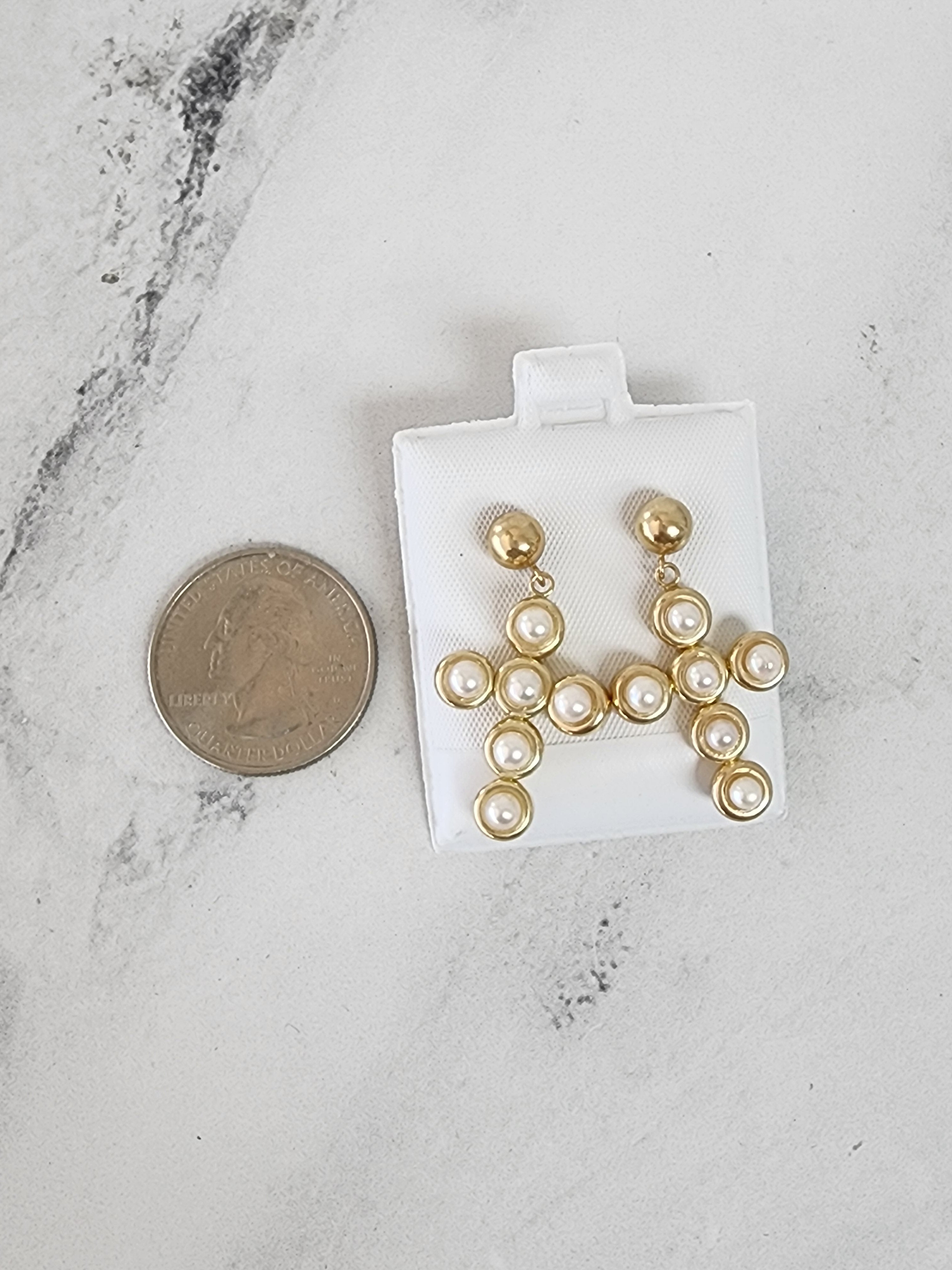 Dangling Pearl Cross Earrings for Women - Elegant Religious Jewelry Gift for Church, Weddings & Special Occasions