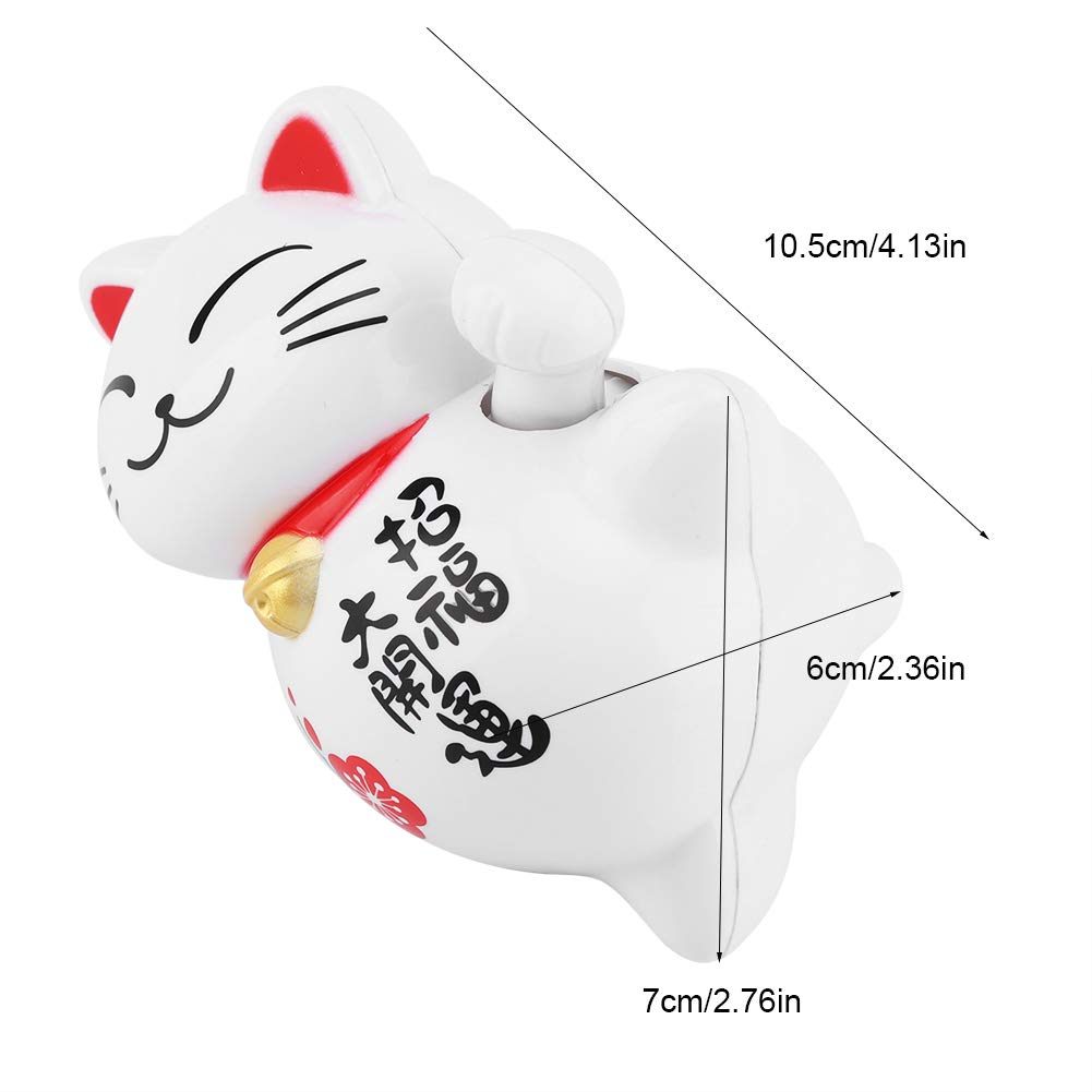 Solar Powered Lucky Fortune Cat - Feng Shui Wealth Welcoming Waving Arm Statue for Home & Office Decor | Cute Good Luck Charm for Business Success & Positive Energy
