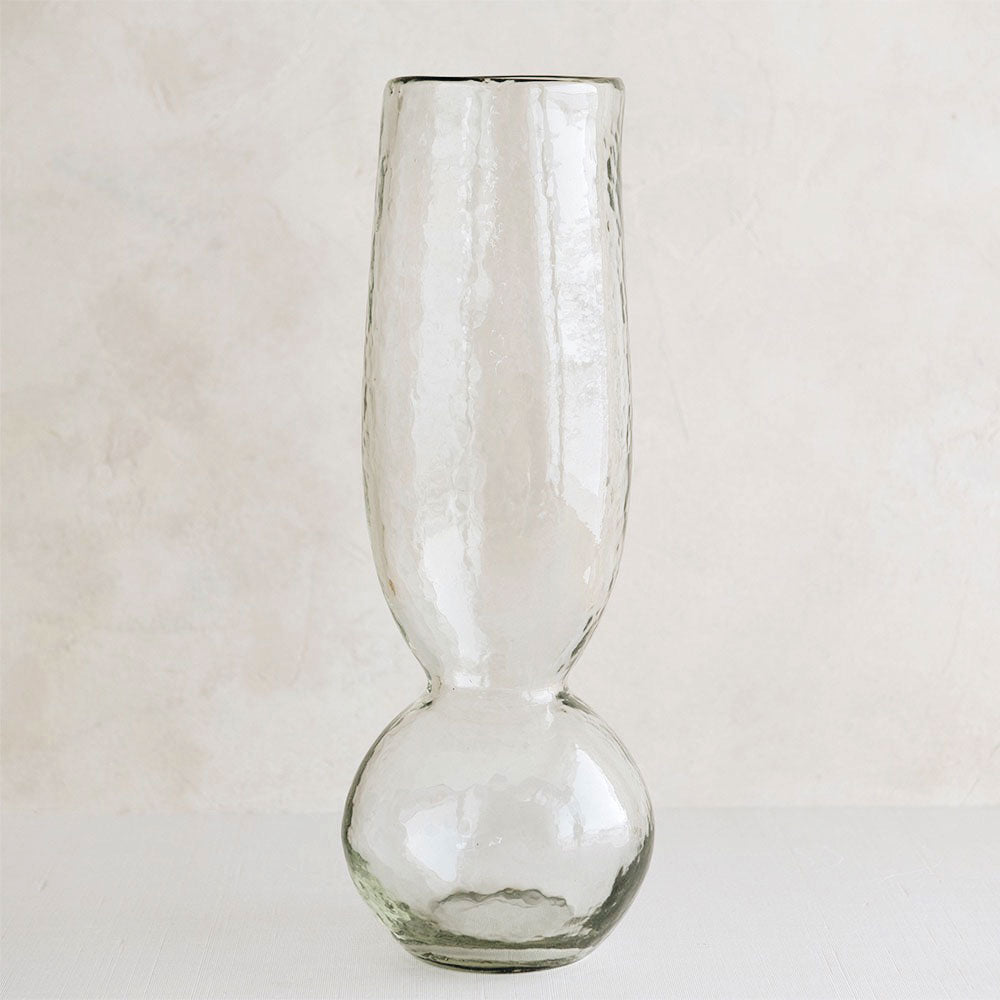 Tall Dimpled Glass Bulb Vase - Elegant Floral Centerpiece for Weddings, Home Decor & Gift Giving