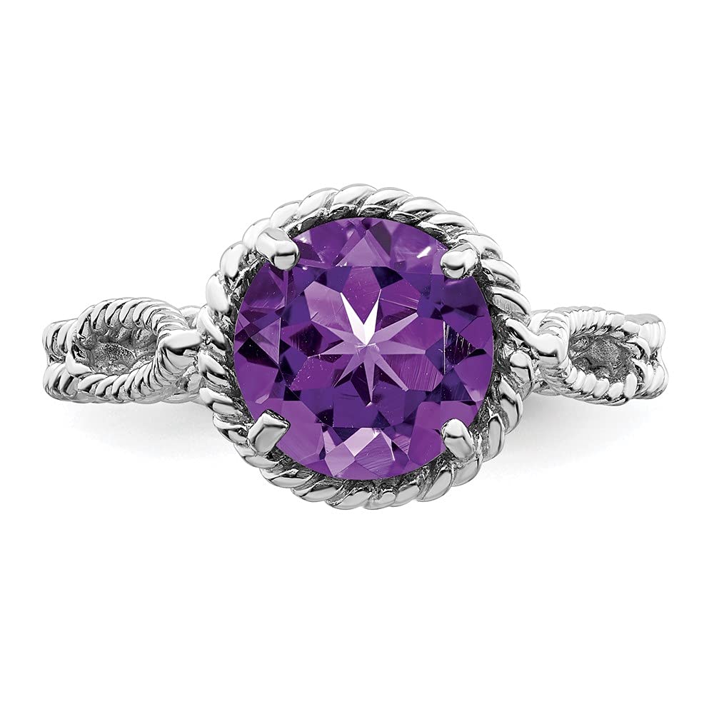 925 Sterling Silver Amethyst Twisted Circle Ring for Women - Dainty Purple Gemstone Jewelry - Perfect Gift for Her, Birthday, Anniversary & Valentine's Day - Elegant Everyday Wear & Special Occasions