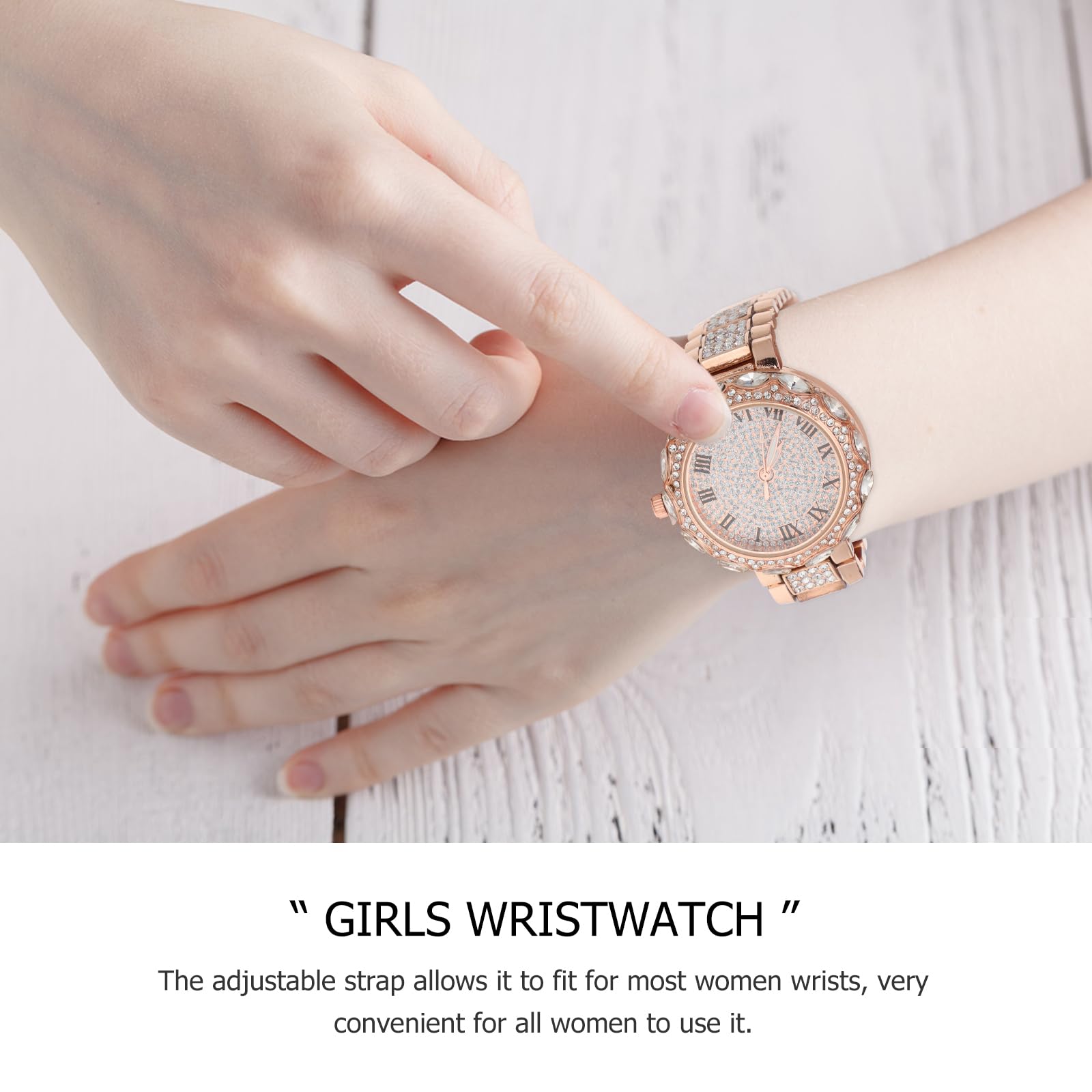 Hemobllo Elegant Rose Gold Ladies Watch - Luxury Rhinestone Iced Wristwatch for Women, Perfect Business & Formal Wear Accessory, Ideal Gift for Girls and Women