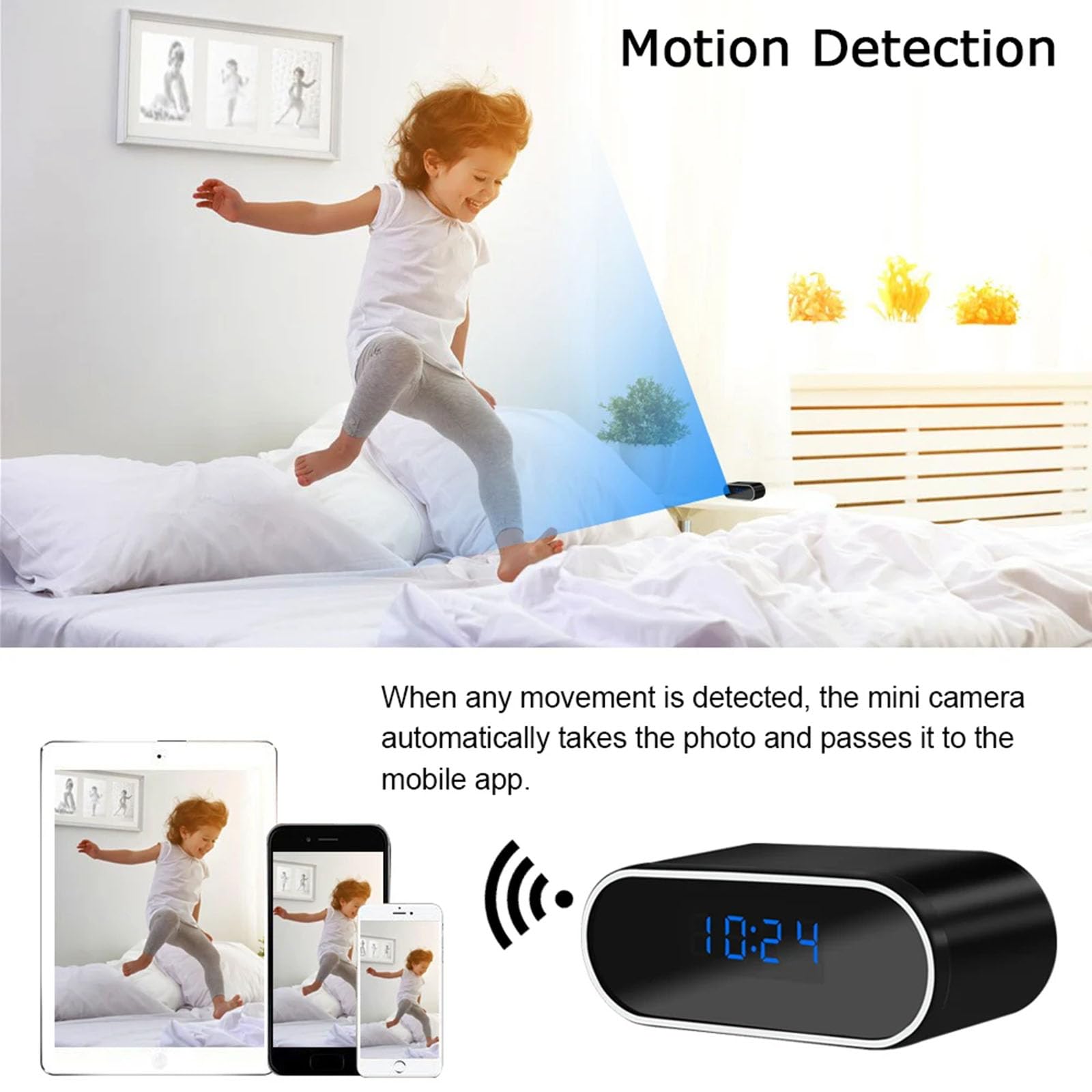 FKINGLRK Mini Security Camera 1080P HD - WiFi Indoor Camera with Night Vision, Motion Detection & 2-Way Audio - Ideal for Home Monitoring, Baby/Pet Watching, Office Surveillance