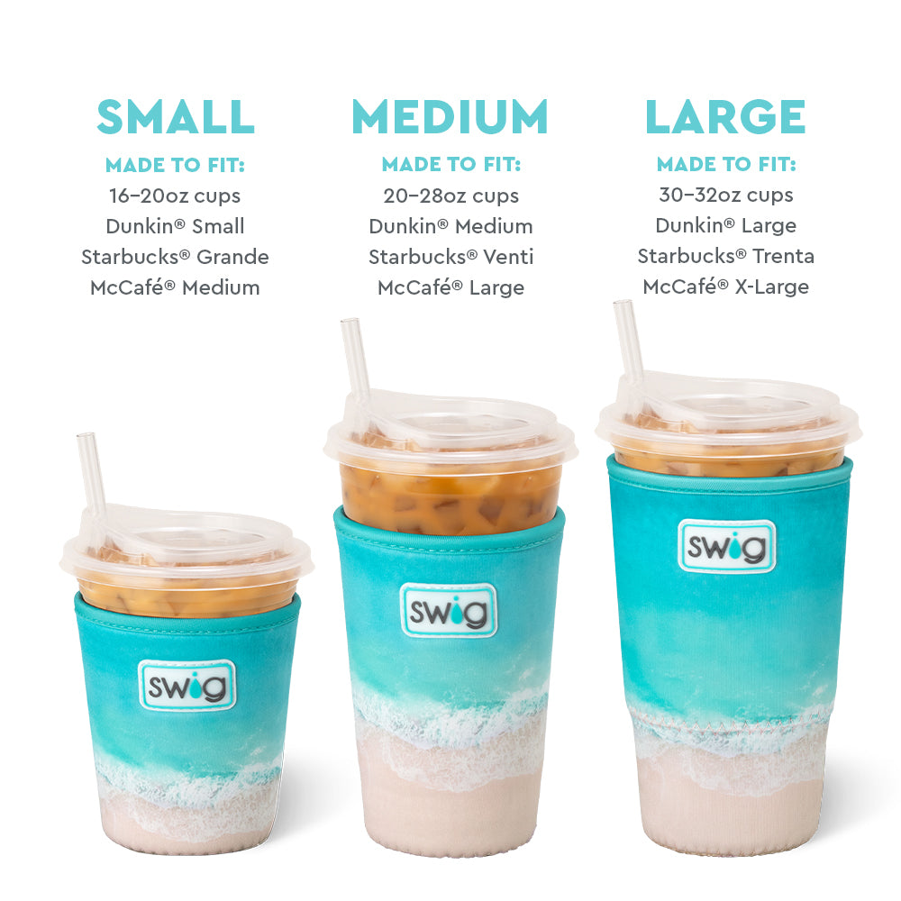 High Tide Large Iced Cup Coolie - 20oz Insulated Tumbler with Lid & Straw for Cold Drinks - Perfect for Beach, Pool Parties and Summer Outdoor Activities