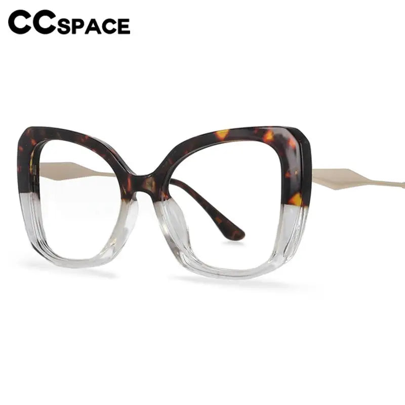 CCspace Women's Full Rim Large Cat Eye Reading Glasses - Plastic & Alloy Frame (R57092) - Perfect for Reading, Office Work, and Fashion Accessories