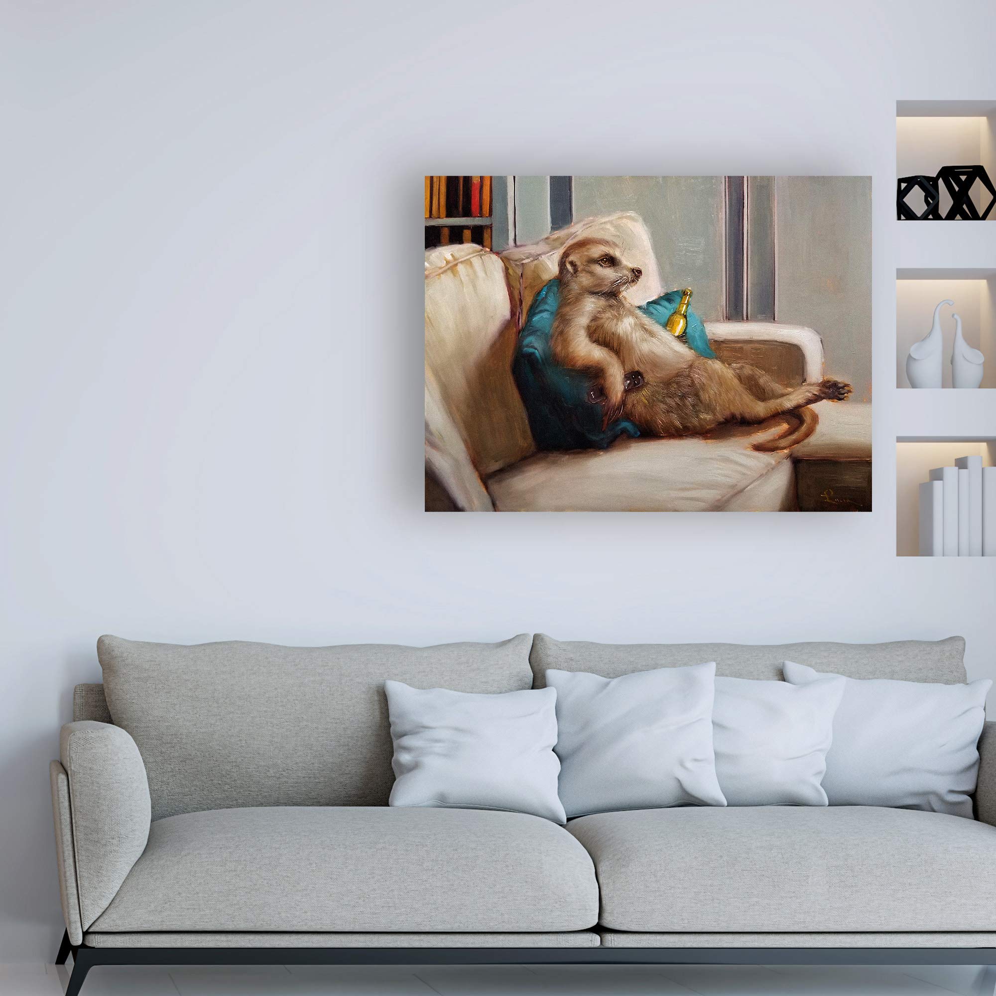 Trademark Fine Art 14x19 Couch Potato by Lucia Heffernan - Funny Dog Wall Art for Living Room Decor & Gifts