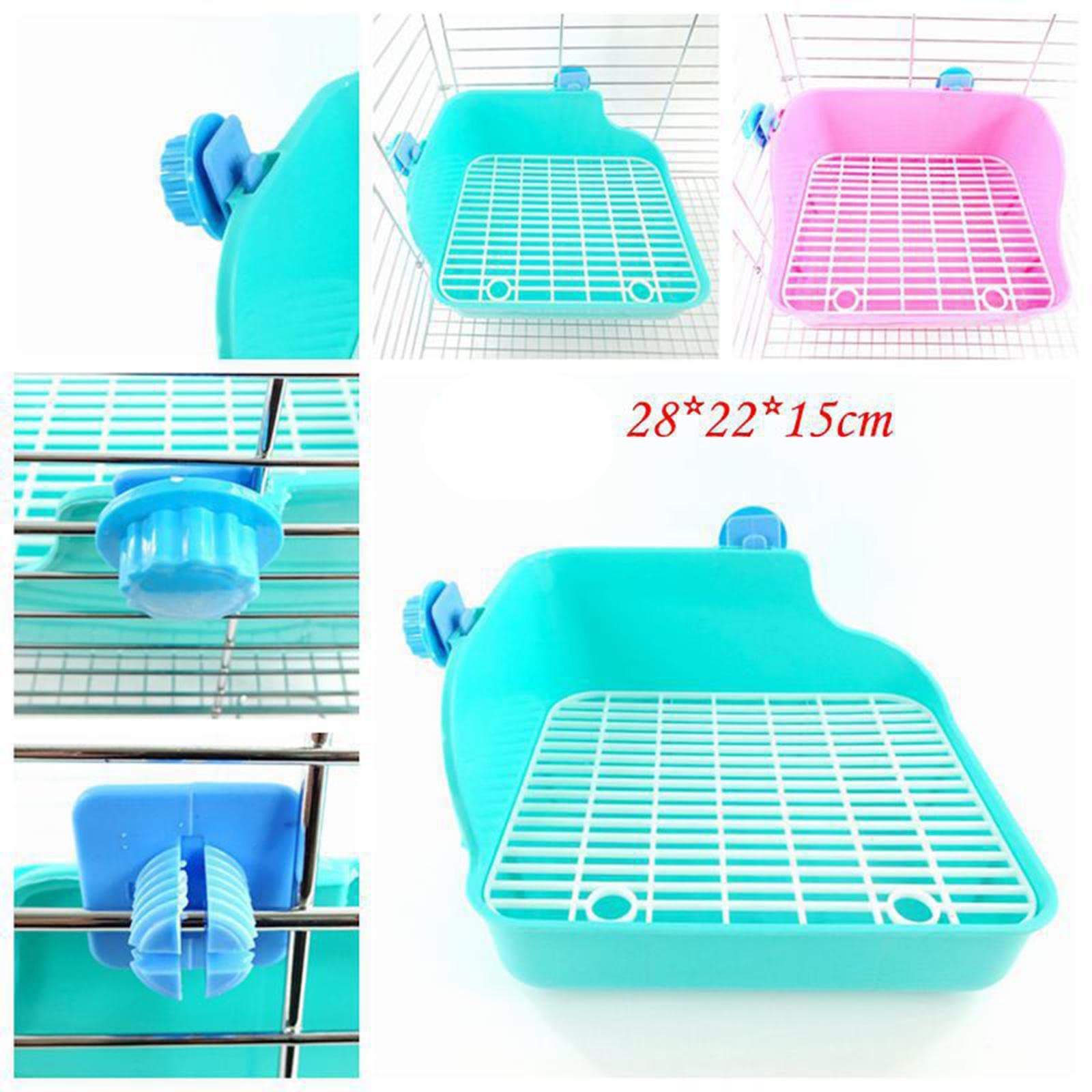 Small Animal Litter Box for Rabbits, Guinea Pigs & Ferrets - Corner Toilet Trainer with Bedding Pan for Bunny Cage Accessories - Pink (Perfect for Indoor Pet Training & Cage Cleanliness)