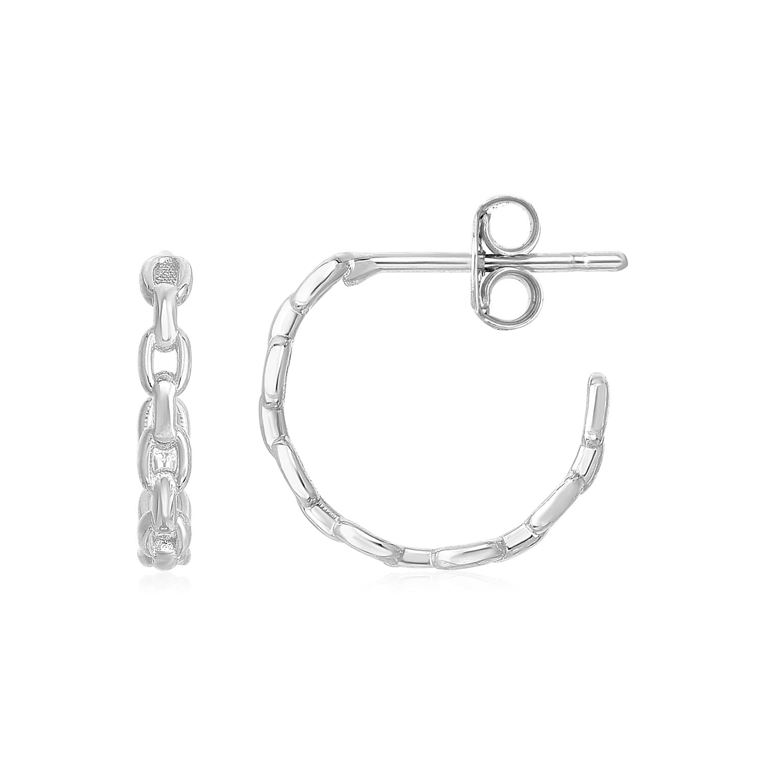 14K White Gold Delicate Chain Hoop Earrings for Women - Diamond2Deal | Elegant Everyday Jewelry, Perfect for Parties & Gifts