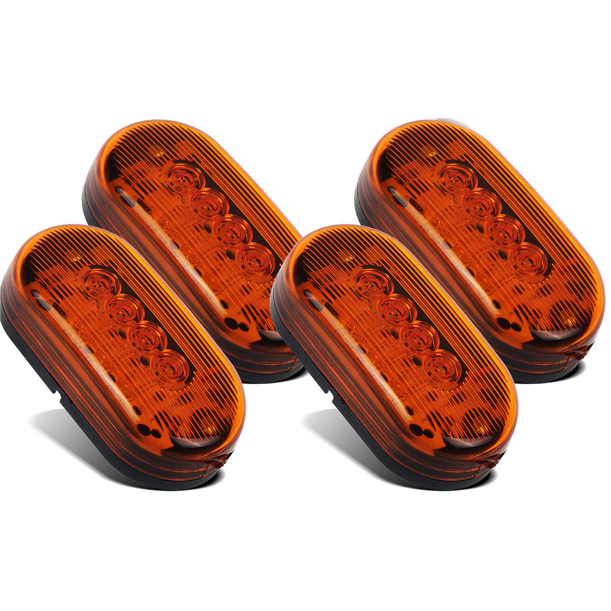 Partsam 4pcs Amber 10LED Side Marker Clearance Lights for Trailer Truck RV Camper - 4 Inch 4x2 Rectangular 12V LED Identification Lights - Perfect for Road Safety & Vehicle Visibility at Night
