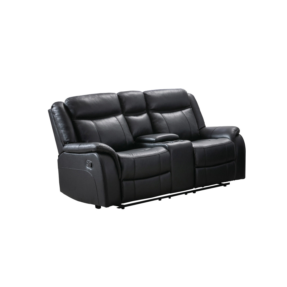 Premium Leather Gel Recliner Sofa Loveseat with Storage Console - Ergonomic Living Room Furniture for Relaxation & Movie Nights