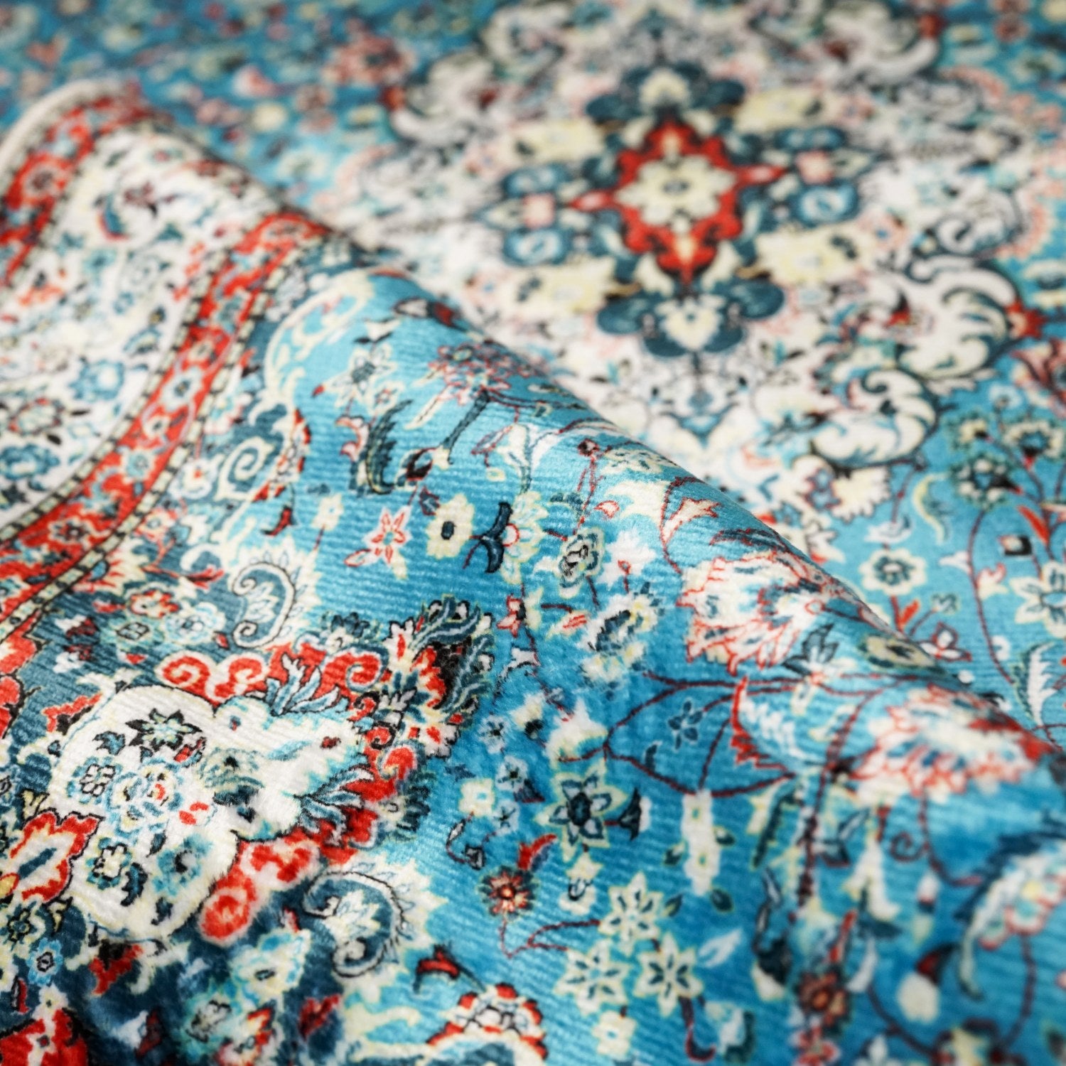 Premium Turquoise & Red Floral Prayer Carpet - Soft Non-Slip Muslim Prayer Mat for Home, Mosque & Travel - Islamic Prayer Rug with Beautiful Traditional Design