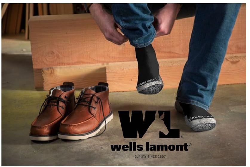 Wells Lamont Men's Multipack Work Socks - Durable Crew or Ankle Length Socks for Construction, Hiking & Outdoor Work - 6-Pack Comfort Work Socks for Daily Wear