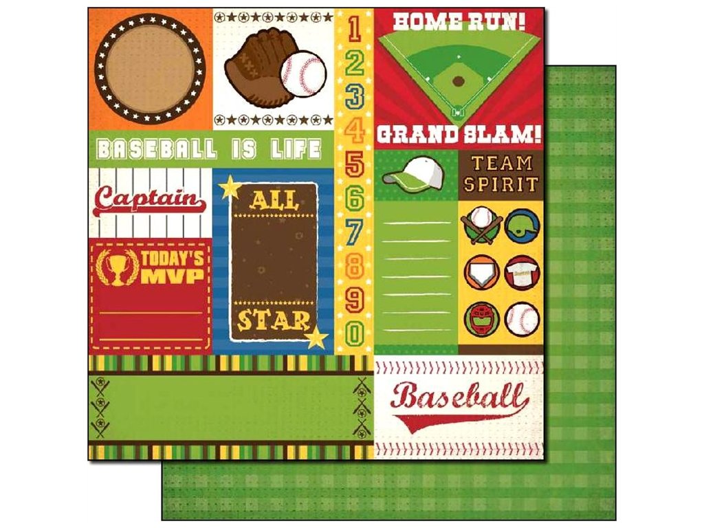 Premium 12x12 Inch Double-Sided Glitter Baseball Cardstock - Perfect for Team Tags, Scrapbooking & DIY Sports Crafts