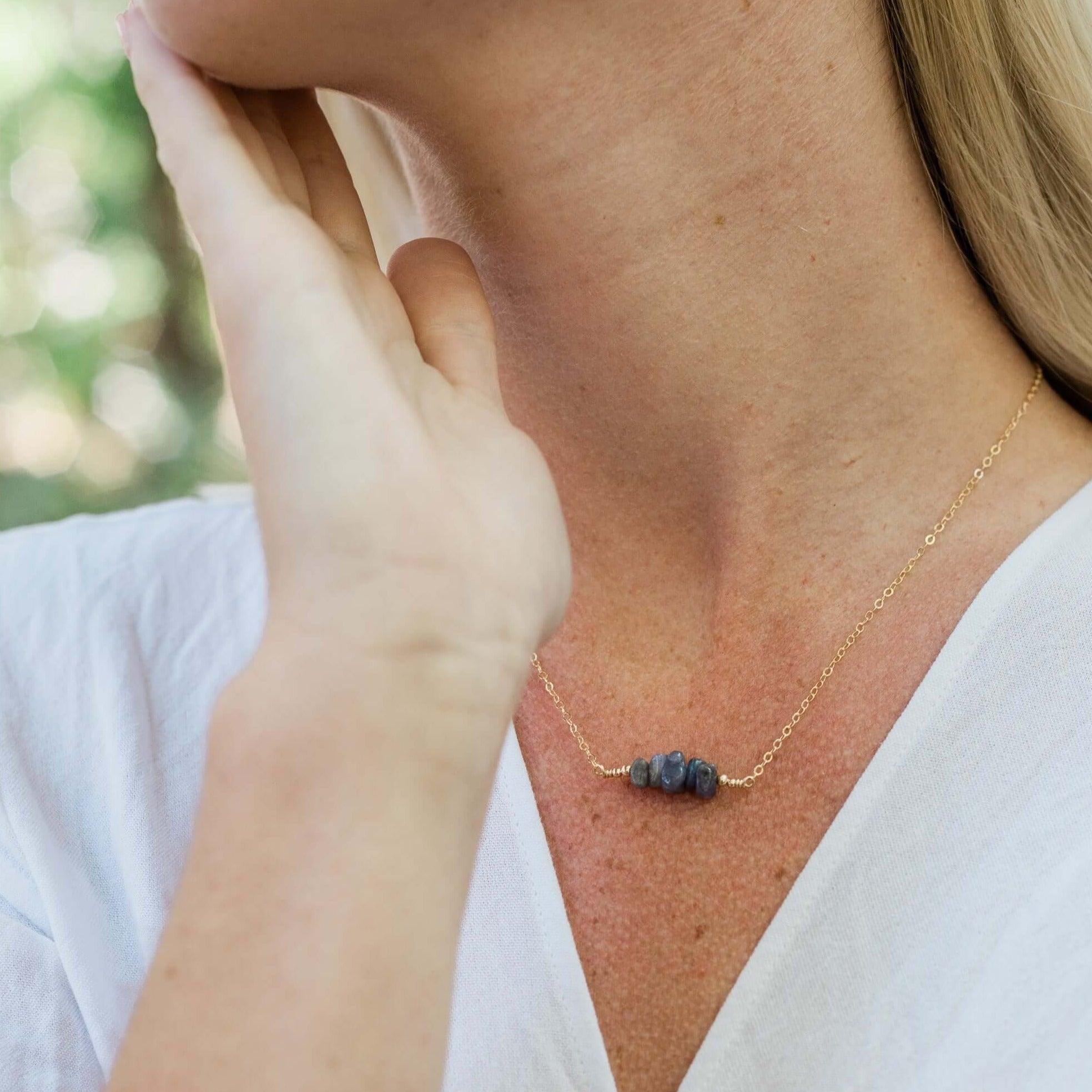 Tanzanite Chip Bead Bar Necklace for Women - Elegant Blue Gemstone Jewelry for Everyday Wear, Gift Giving & Special Occasions