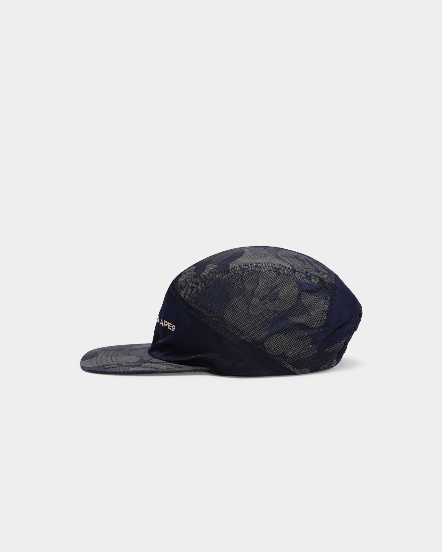 BAPE ABC Dot Reflective 5-Panel Strapback Hat - Navy Blue Snapback Cap for Streetwear Fashion & Urban Lifestyle