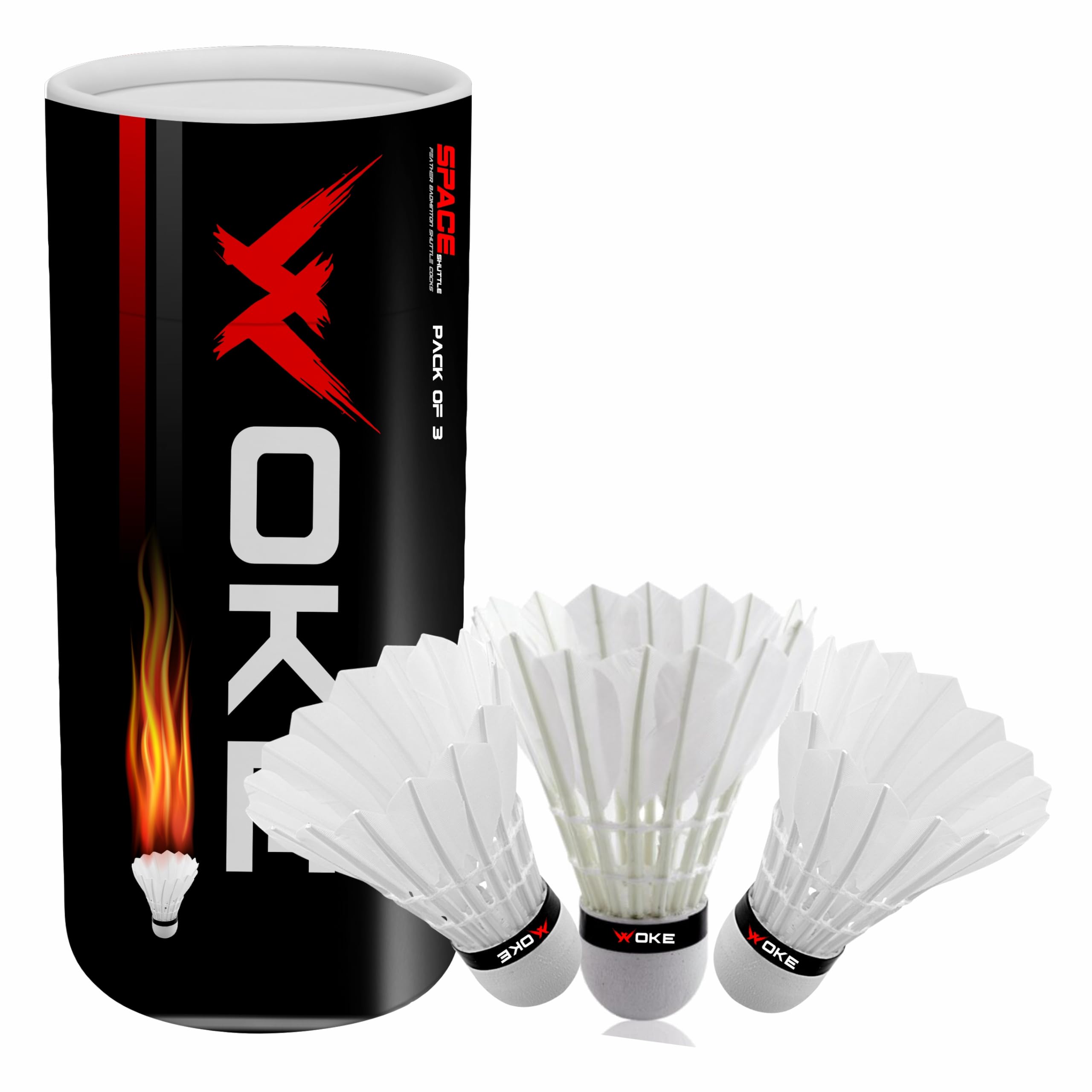 Premium Woke Birdie Feather Badminton Shuttlecock - White (3-Pack) | Professional Tournament Grade, Durable for Indoor & Outdoor Play | Perfect for Competitive Matches, Training Sessions, and Backyard Fun