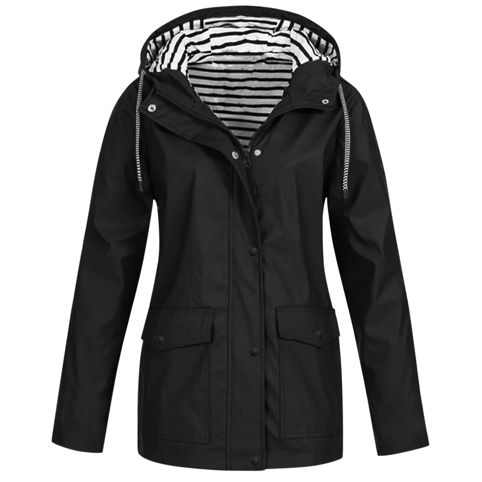 CK Women's Lightweight Waterproof Rain Jacket with Hood - Windproof Trench Coat for Outdoor Activities, Plus Size Raincoat for Girls (Ideal for Hiking, Travel & Commuting)
