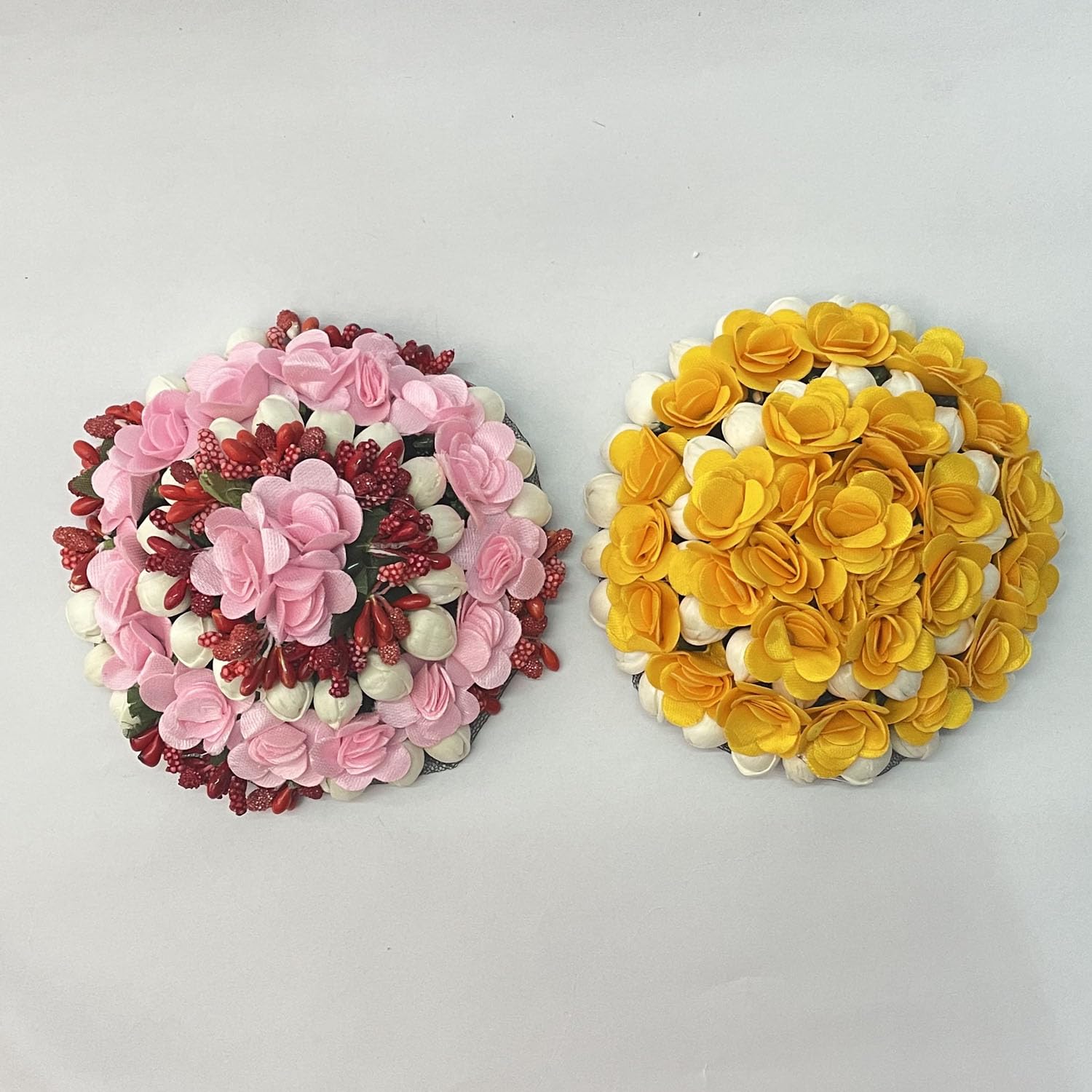 Maahal Bun Juda Maker Flower Gajra Hair Bridal Accessories for Women & Girls - Multicolor Pack of 2 | Perfect for Weddings, Parties & Traditional Occasions