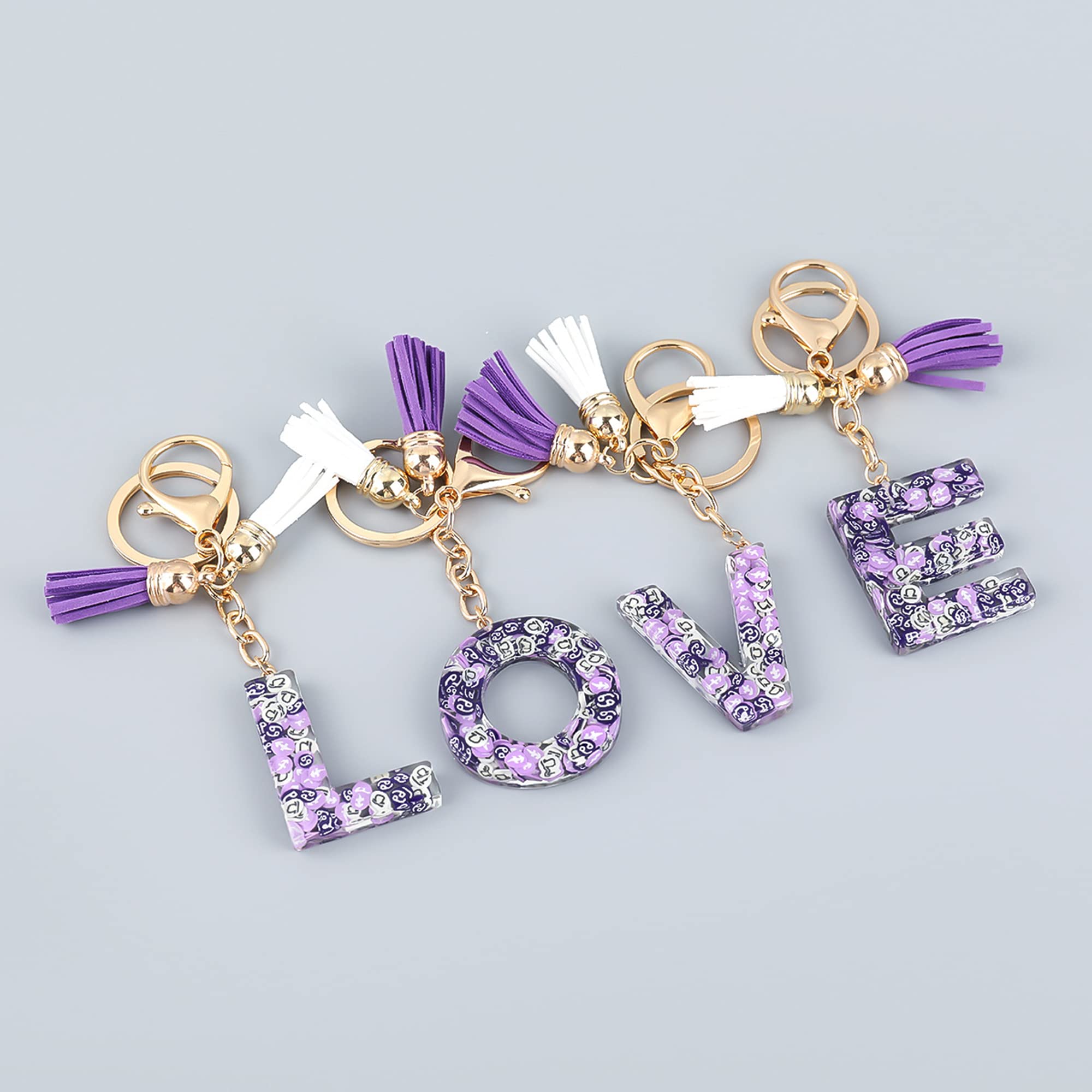 Personalized Alphabet Resin Keychain - Custom Dried Flower Initial Letter Keyring, Cute Kawaii Gift for Women & Girls | Birthday, Valentine's Day, Friendship Gift Idea
