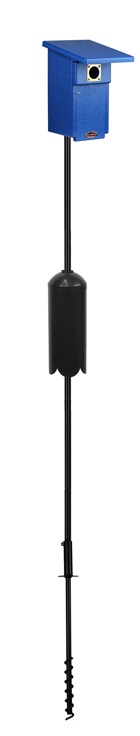 Kettle Moraine Eastern Bluebird Recycled Nest Box with Pole & Baffle - Eco-Friendly Bluebird House for Backyard Bird Watching & Wildlife Conservation (Blue/Blue)