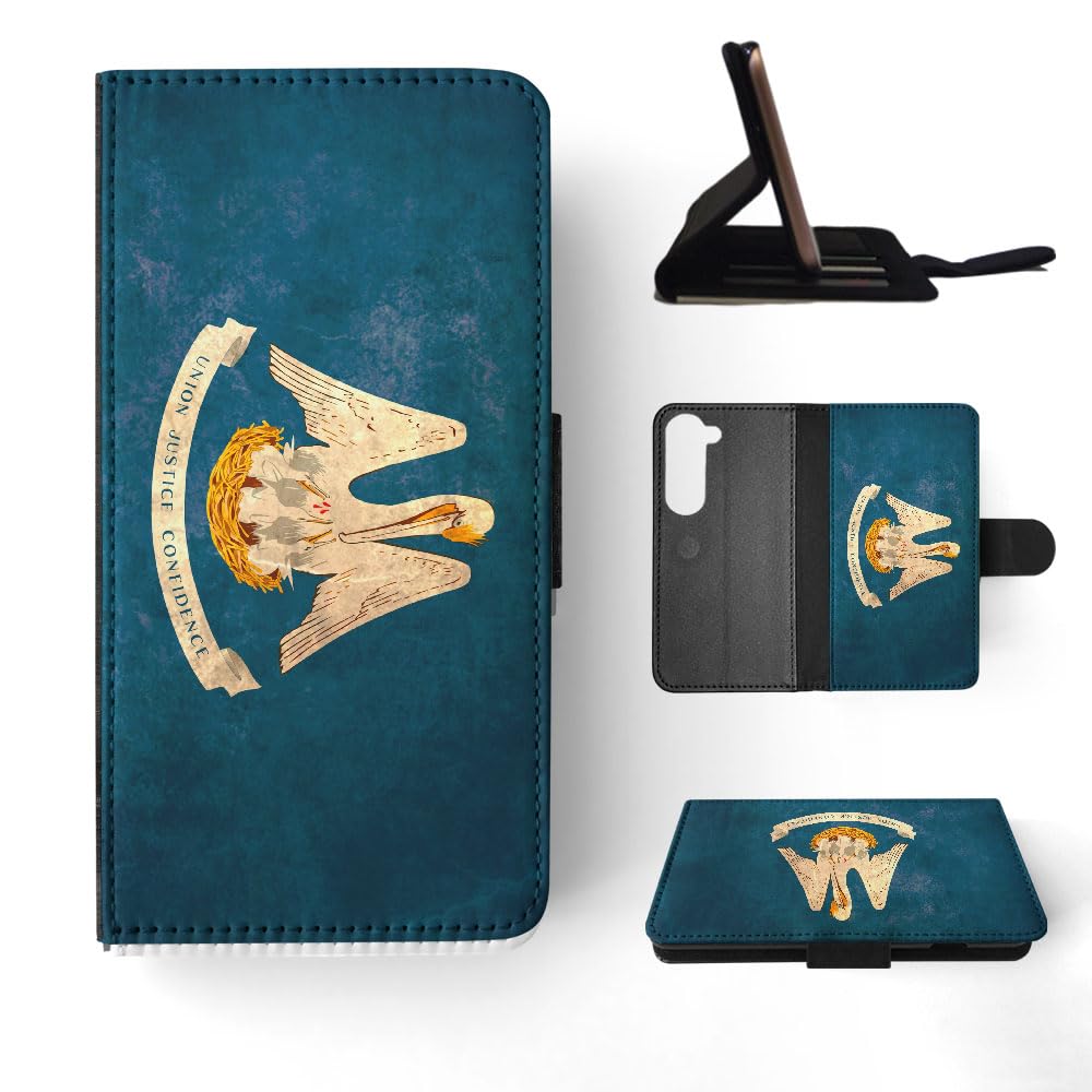 American Flag Louisiana State Design Flip Wallet Phone Case for Samsung Galaxy S23 - Perfect for Patriotic Protection & Daily Use
