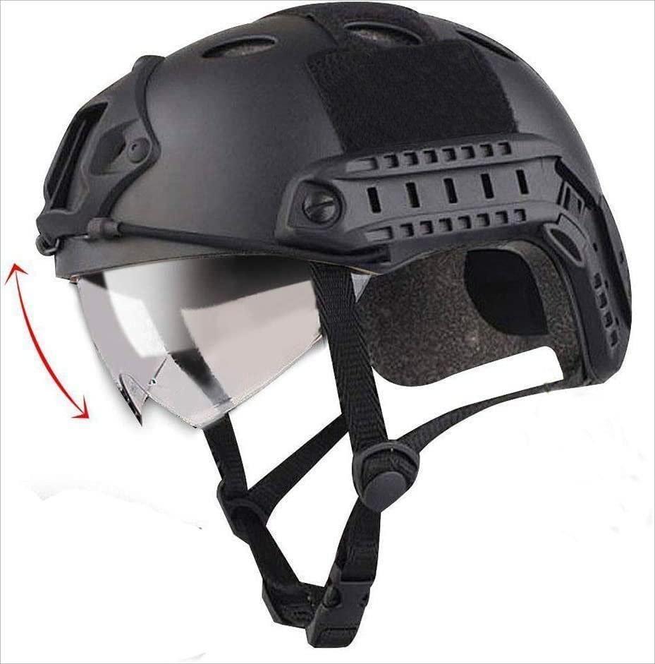 Tactical Airsoft Helmet - Fast PJ Style with Goggles, NVG Mount & Side Rails for Airsoft, Paintball, Outdoor Combat & Military Simulation Games | Perfect for CQB, Field Battles & Tactical Training