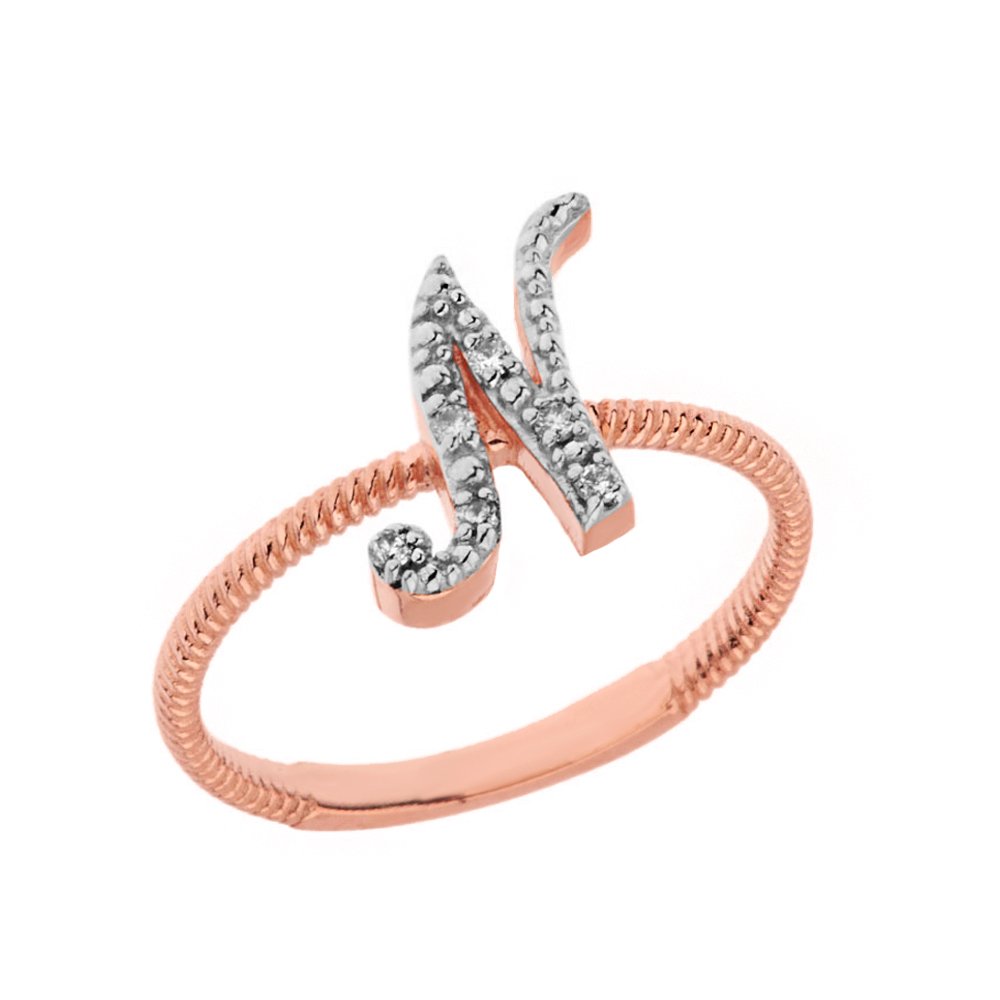 10K Rose Gold Diamond Initial Letter 