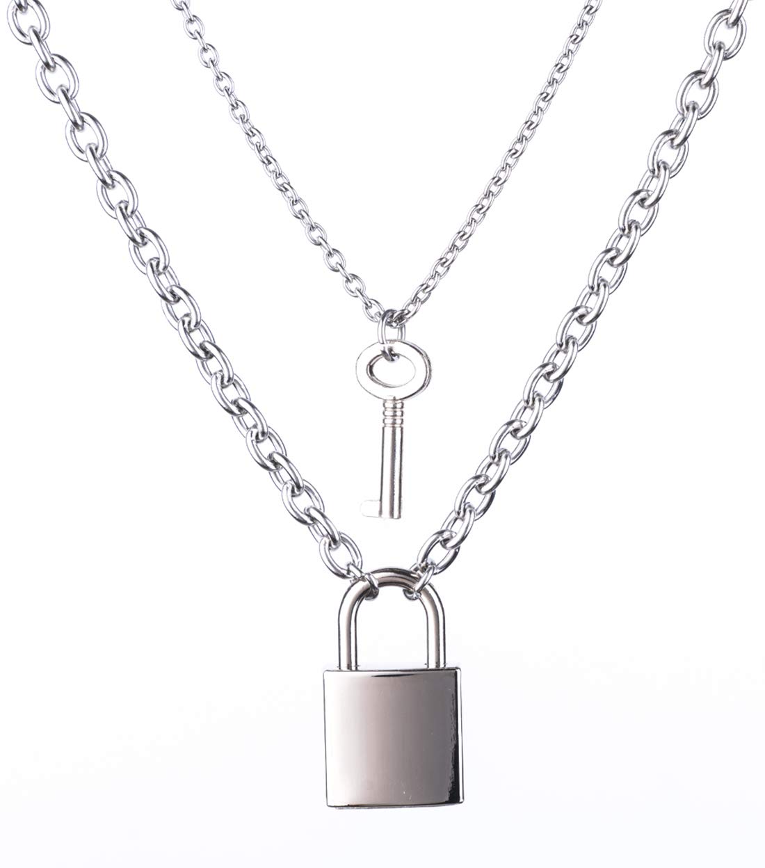 Tanyoyo Lock Key Pendant Necklace - Punk Style Long Chain Multilayer Choker for Women & Men | Gothic Jewelry for Parties, Concerts & Everyday Fashion