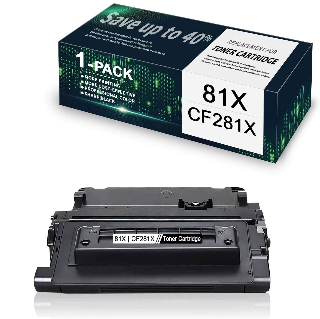HP CF281X Compatible Toner Cartridge Black - Replacement for HP Enterprise M604dn M605dn M606dn M630 Series Printers | High Yield Printing for Office & Business Use